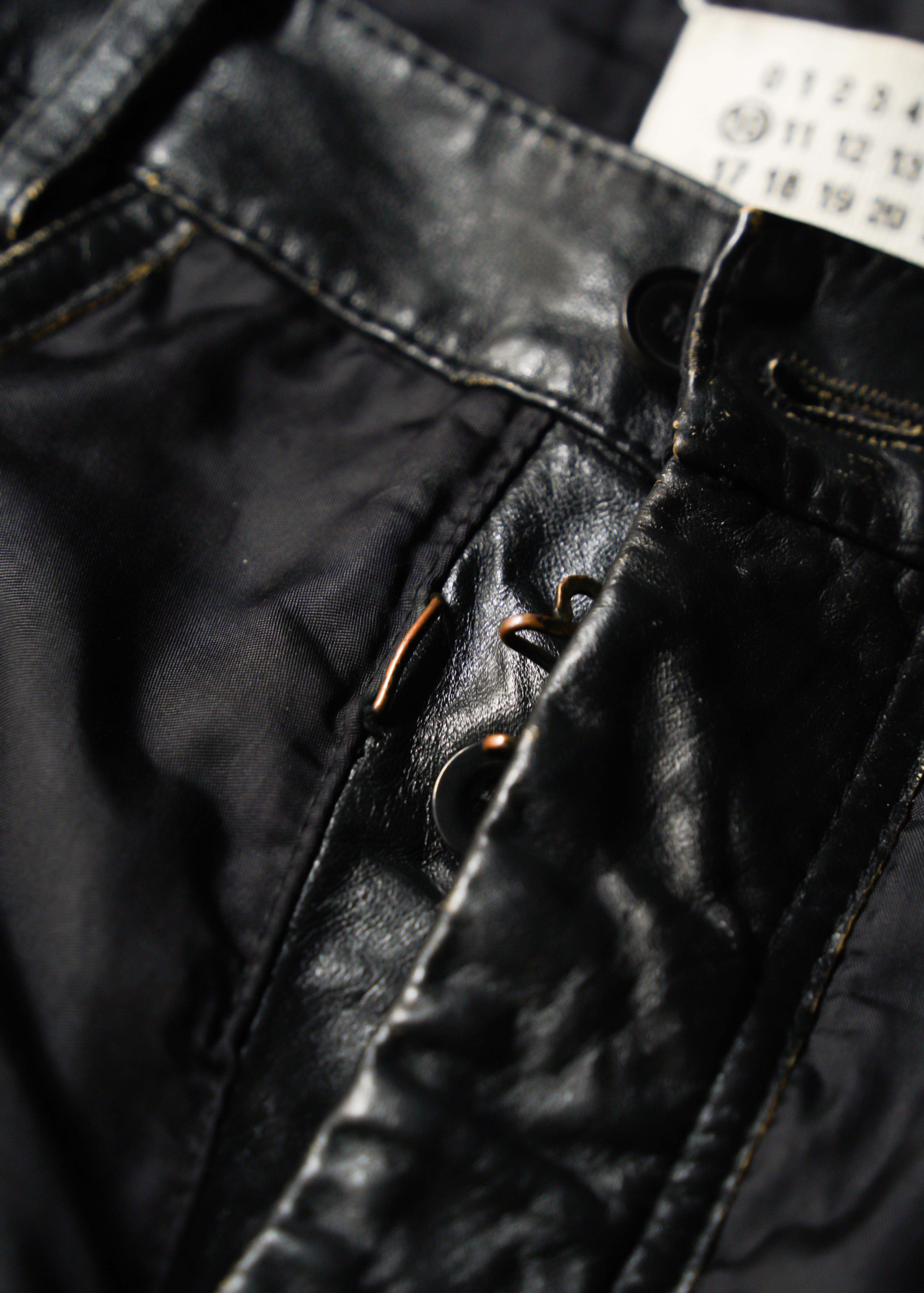 Martin Margiela 07SS switching leather nylon trousers