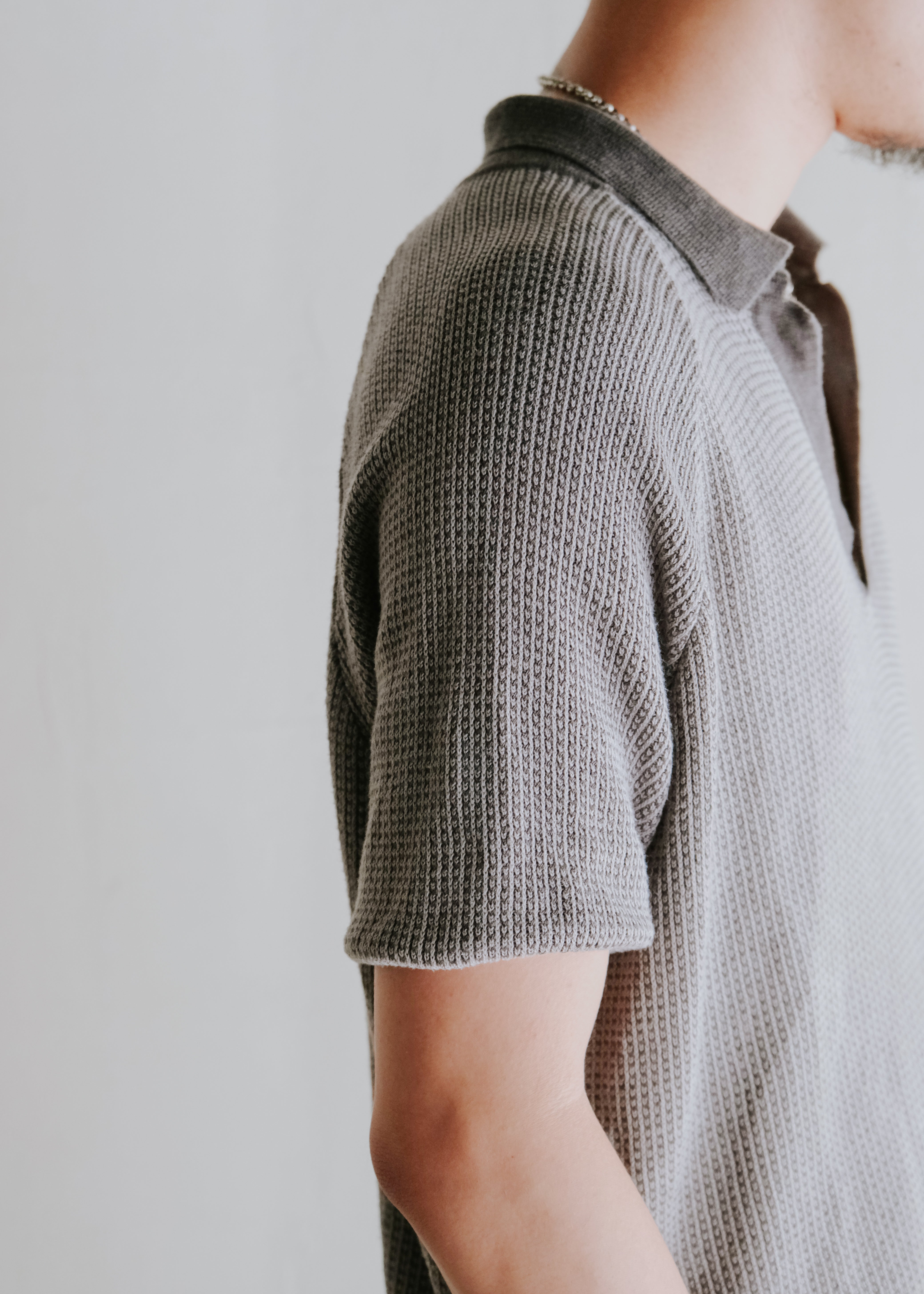 90-00's EMPORIO ARMANI micro waffle knit skipper polo