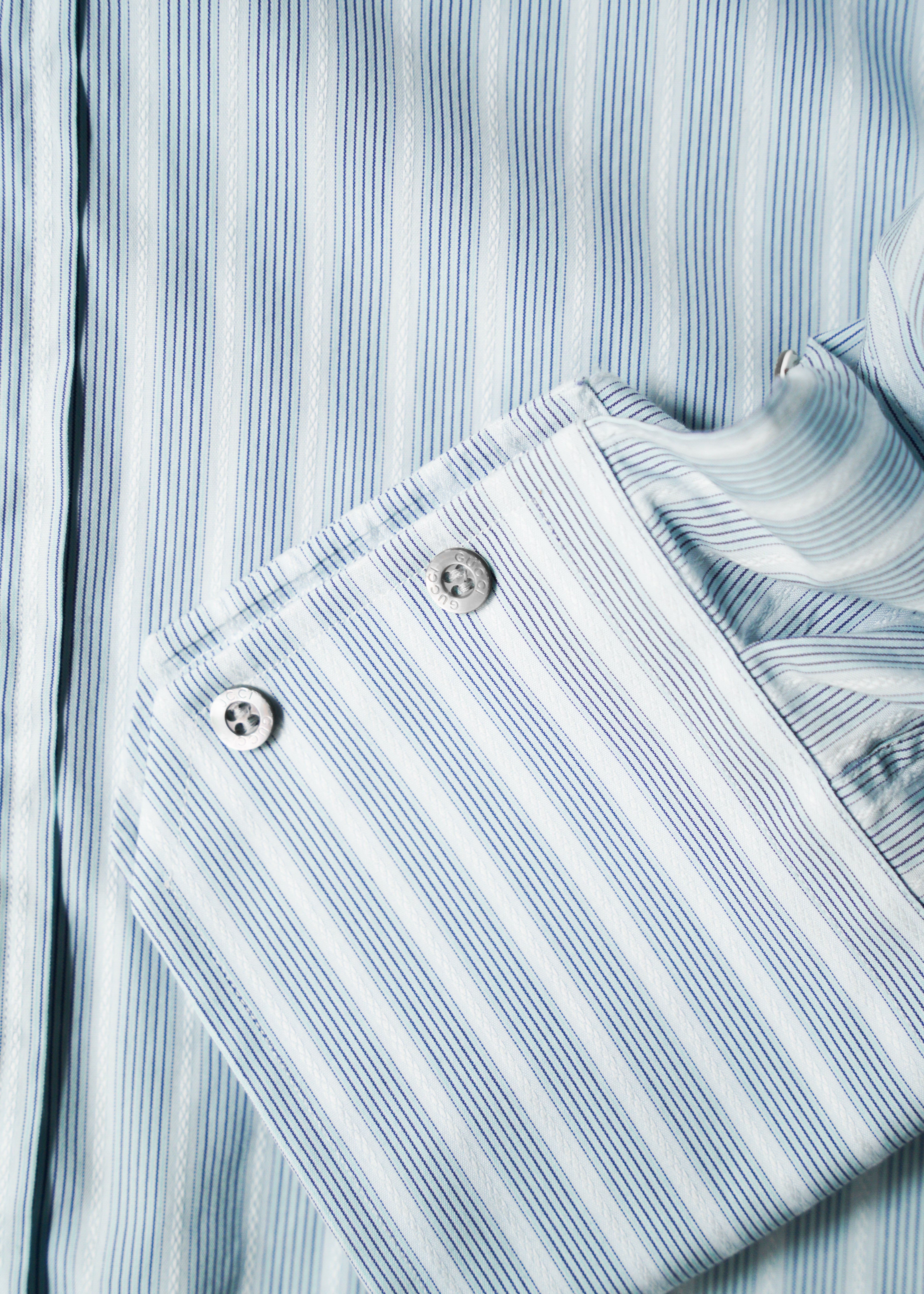 90-00’s GUCCI wide collar stripe cotton shirt