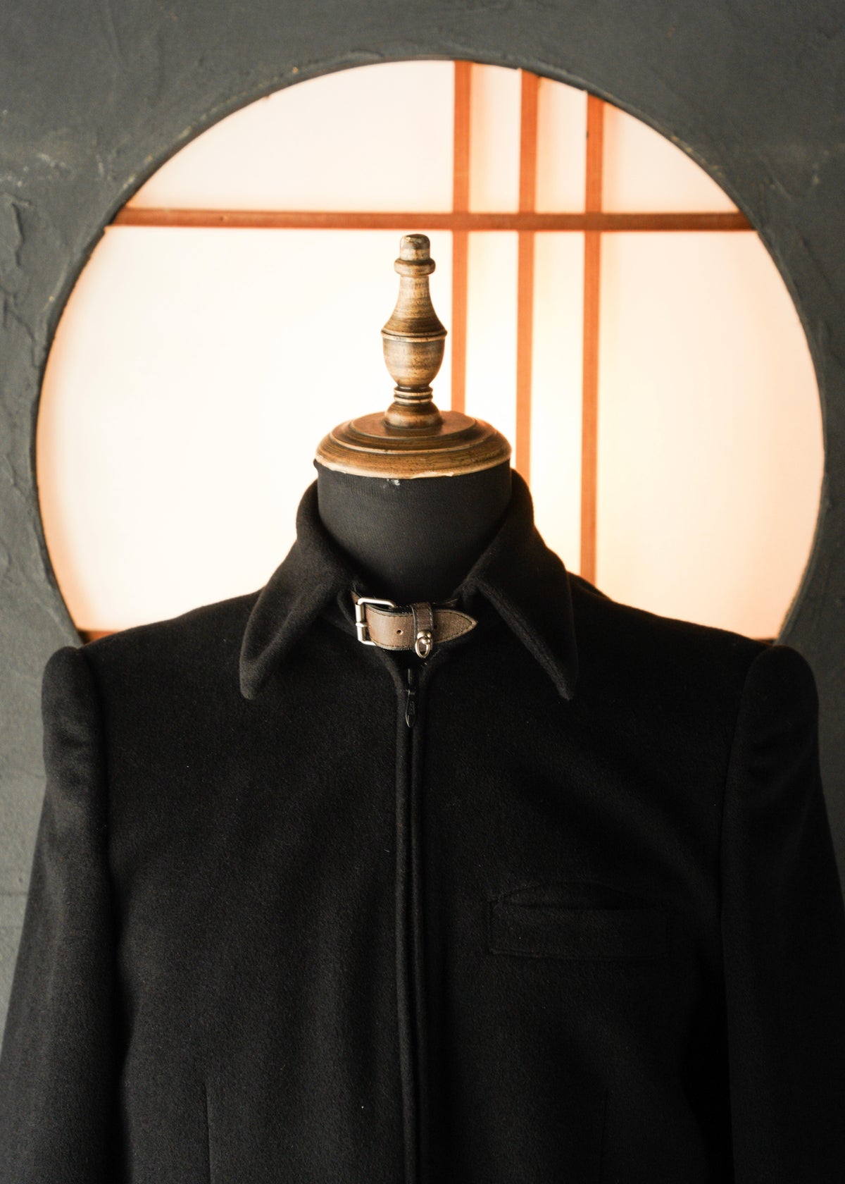 Jean Paul Gaultier HOMME belted neck double zip angora blend wool maxi-length coat