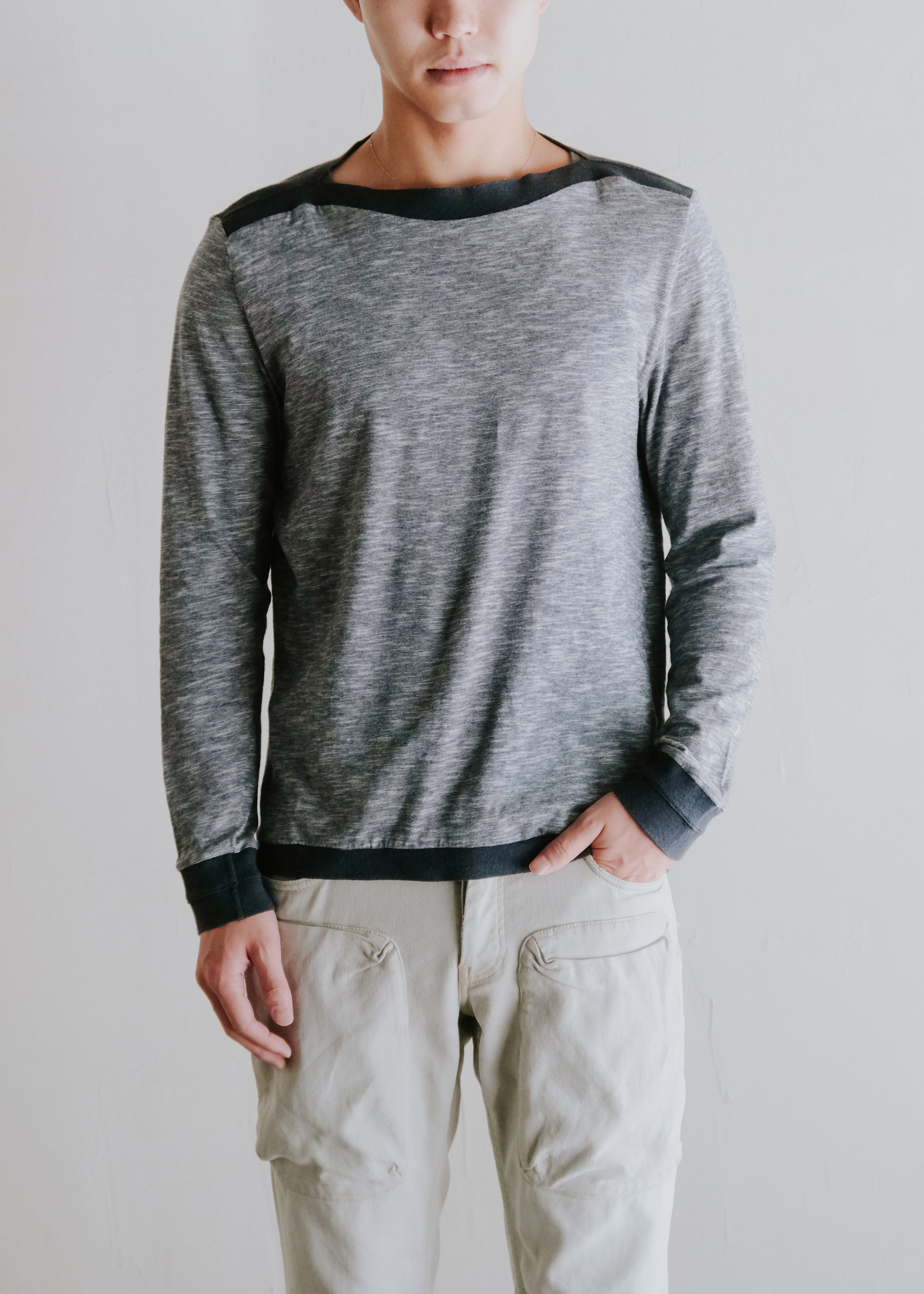 Maison Martin Margiela 11SS boat neck cotton bi-color knit