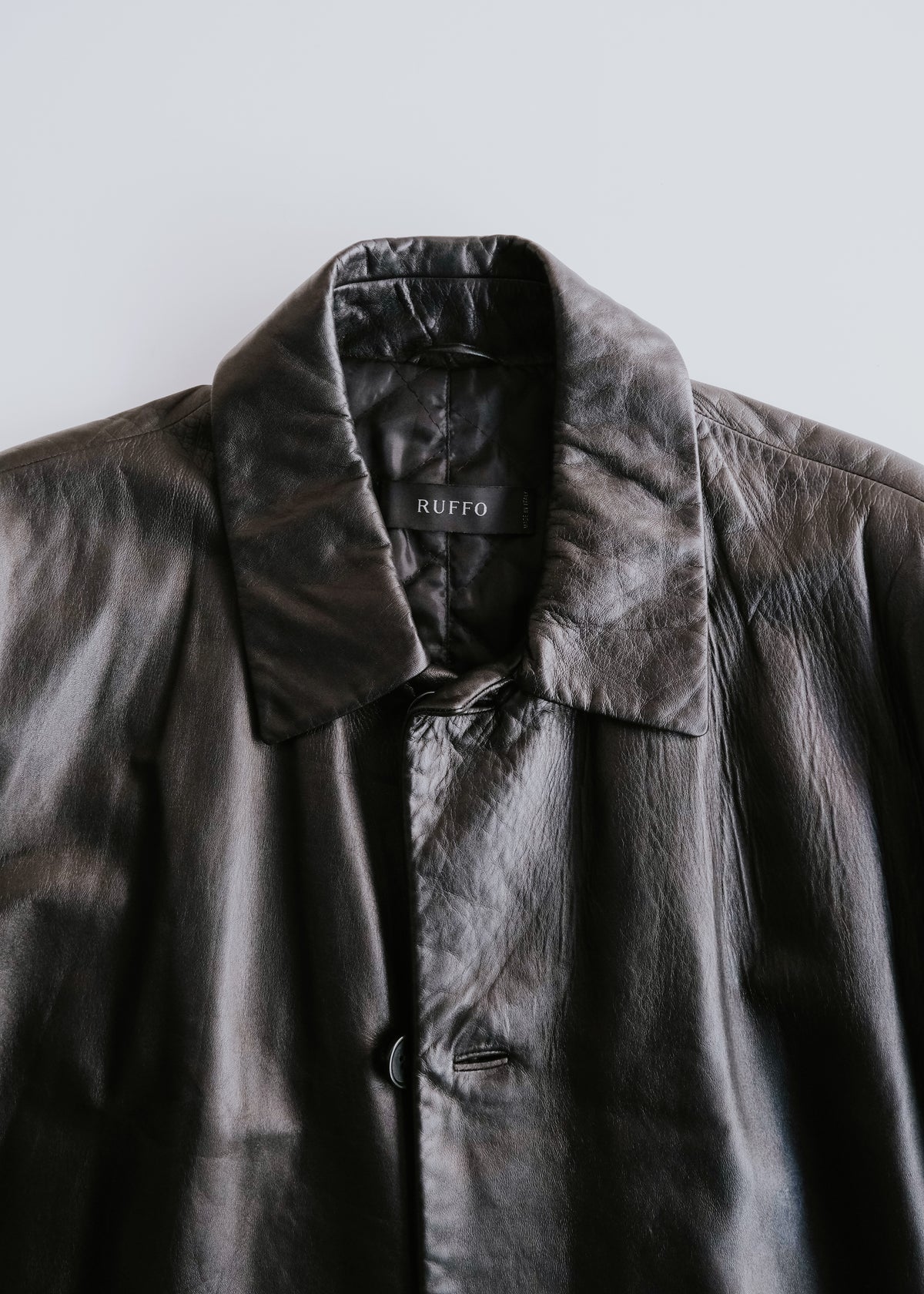 90-00's RUFFO single breasted leather caban coat