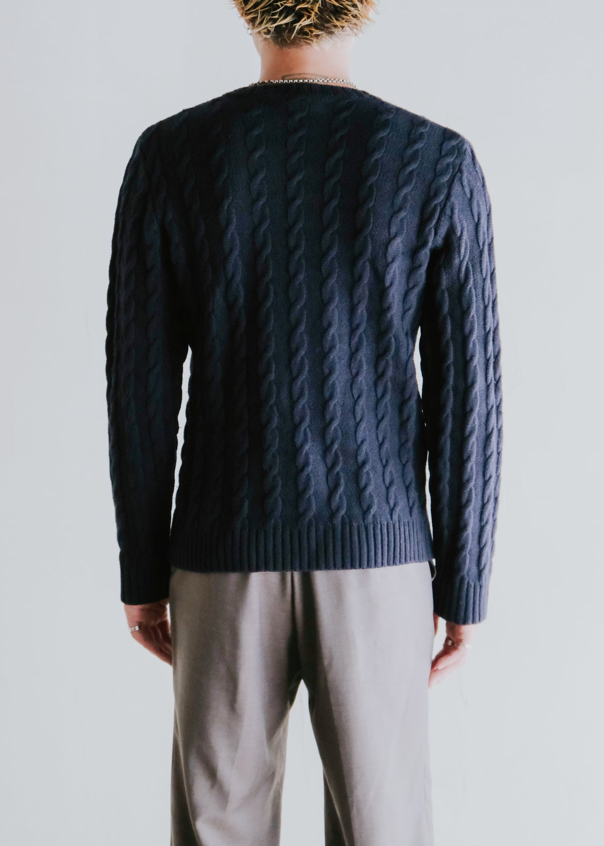 90's agnes b. homme v neck cable knit