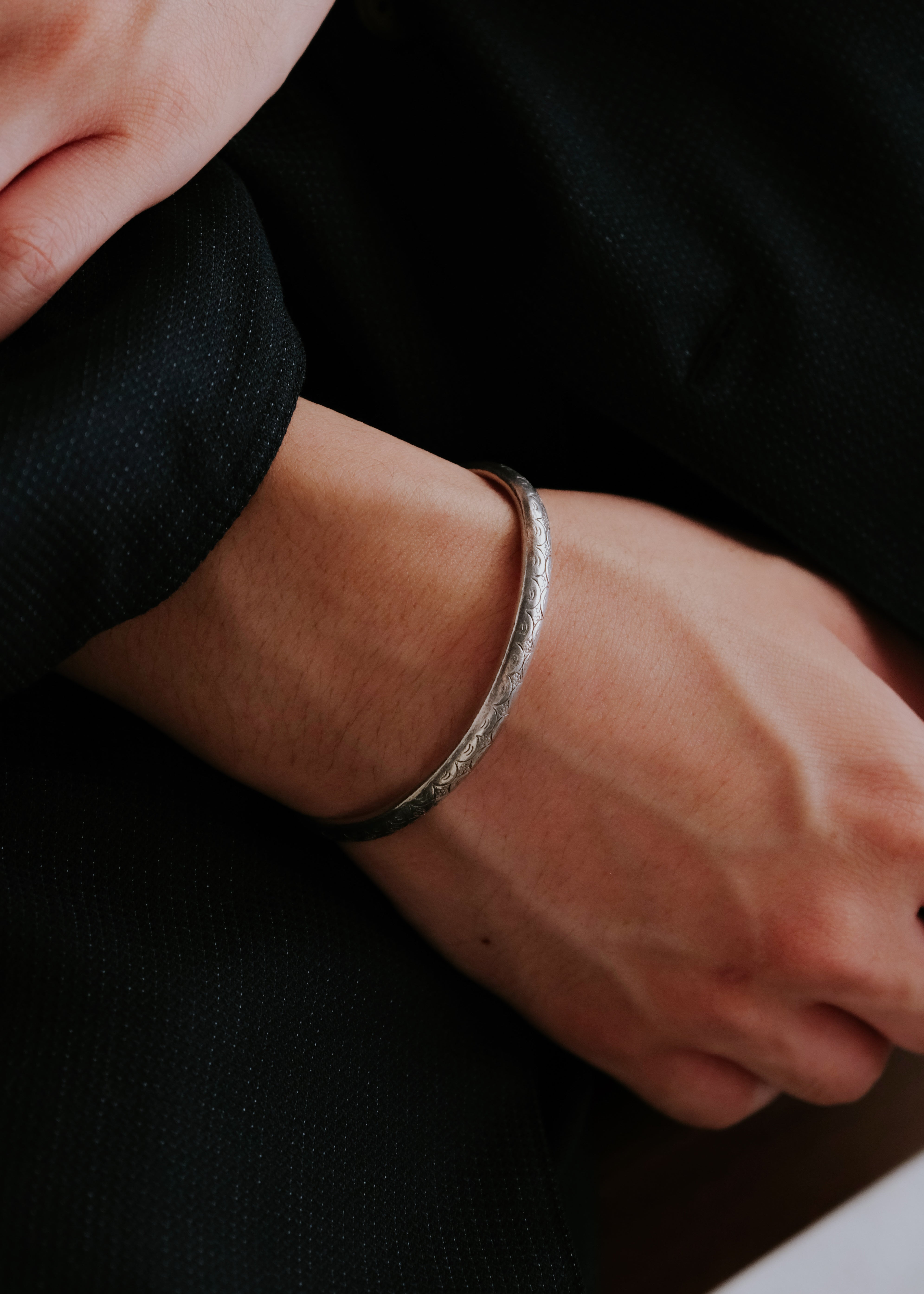 Karen silver tribal engraving bangle