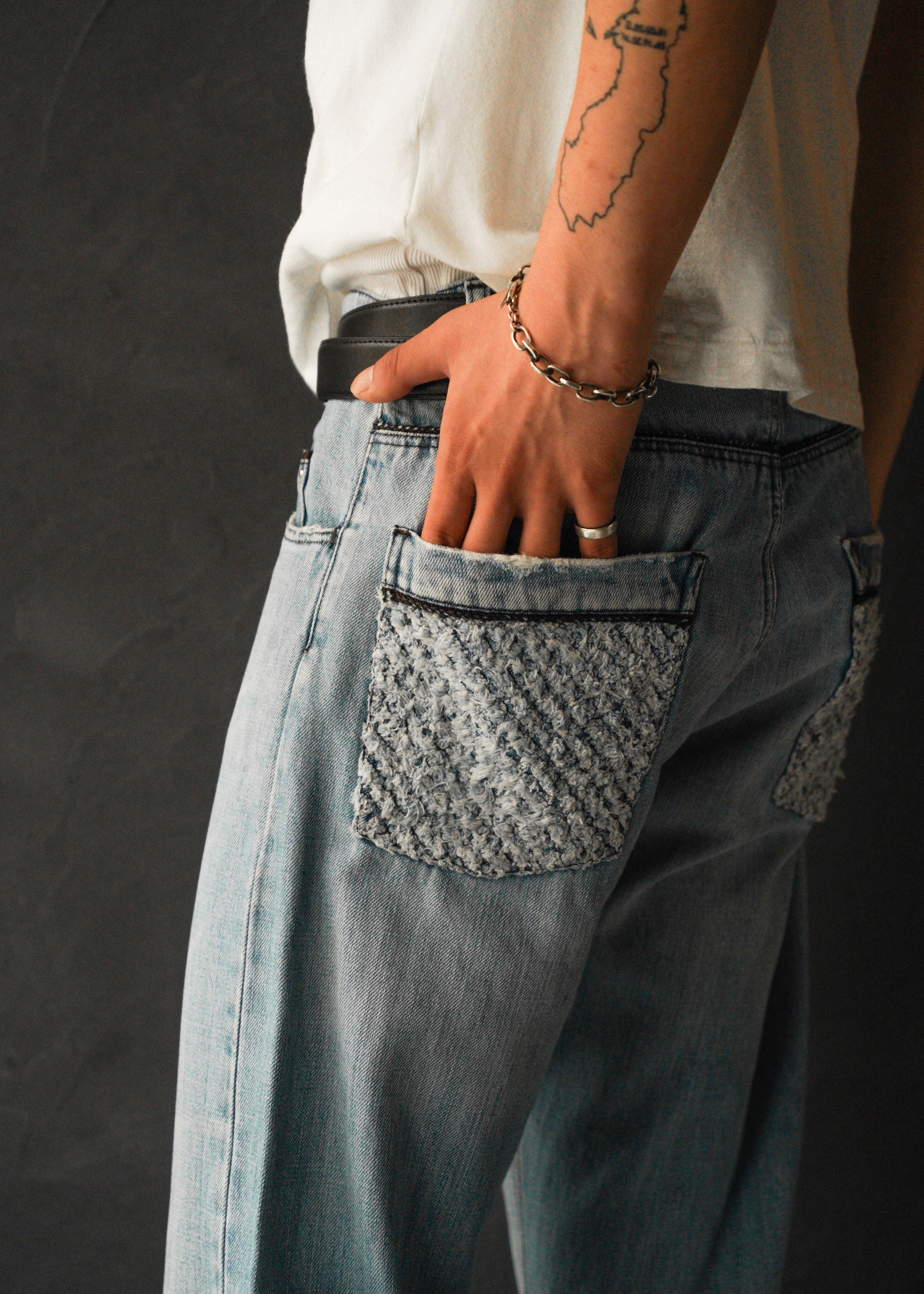00-10’s BOTTEGA VENETA Intrecciato piping straight jeans