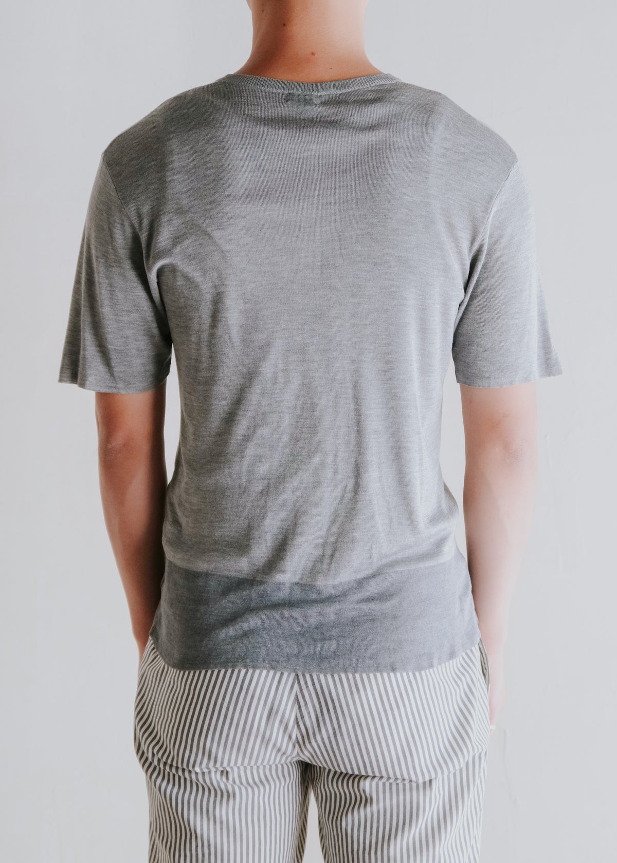 90-00’s JIL SANDER bicolor short silk S/S knit T-shirt