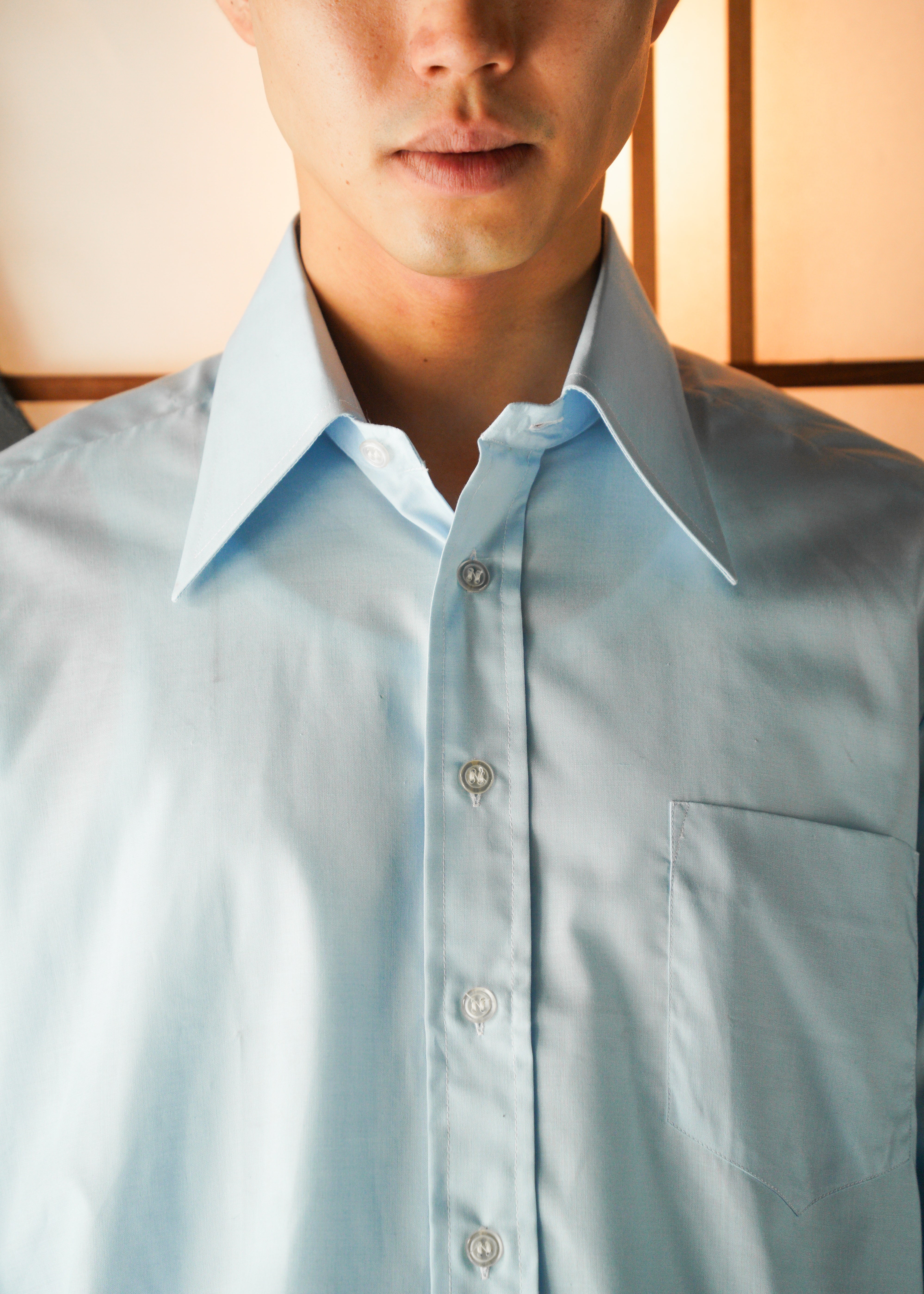70's vintage polyester cotton short sleeve shirt
