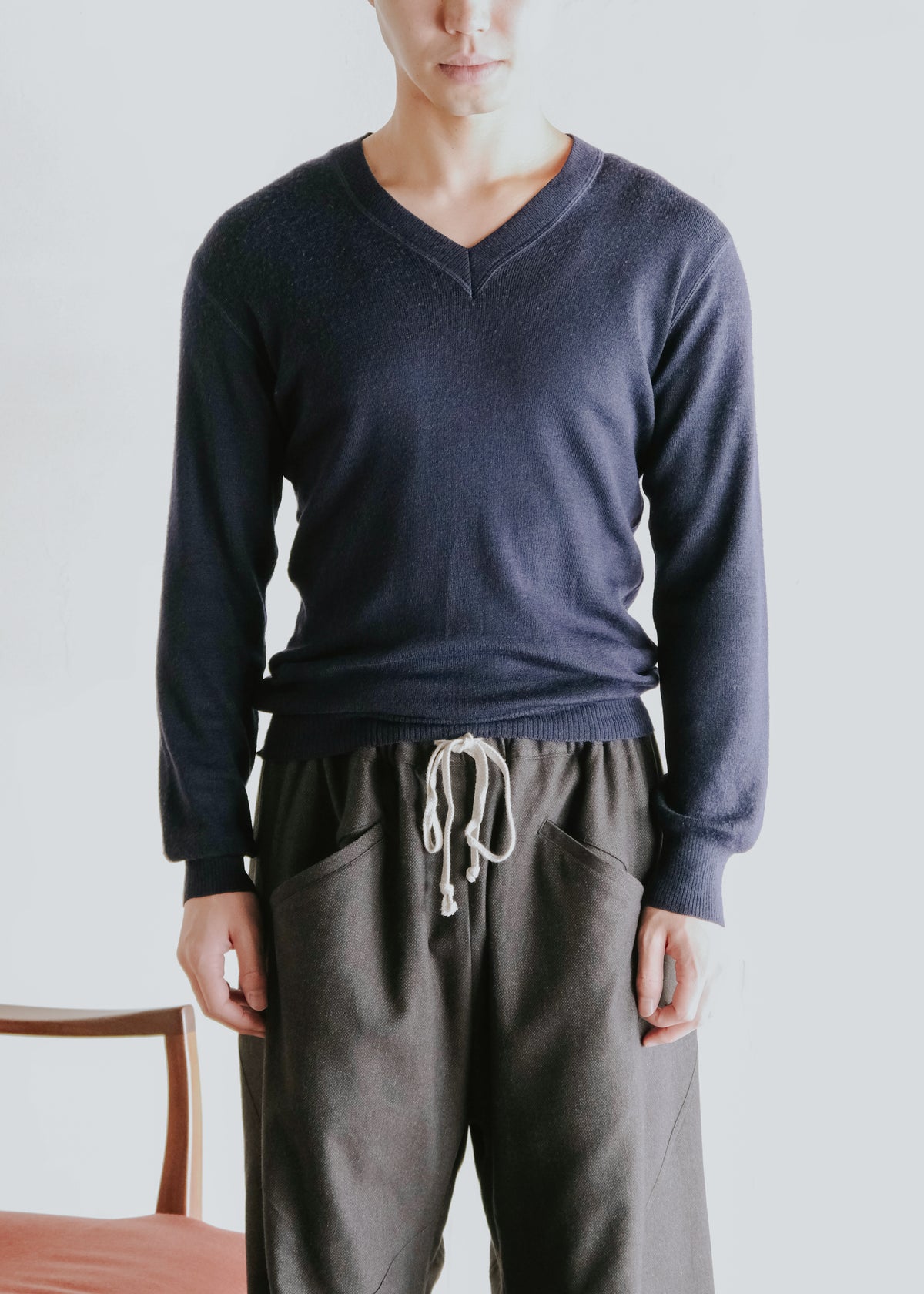 70's- euro vintage v-neck ニット メンズ