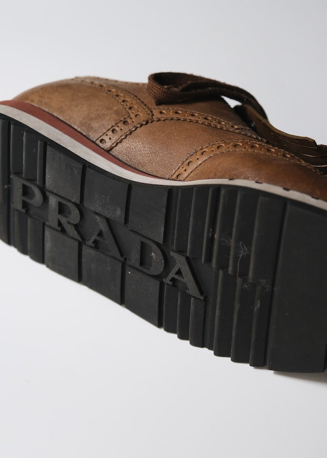 00's PRADA SPORT wingtip tassel leather sneakers