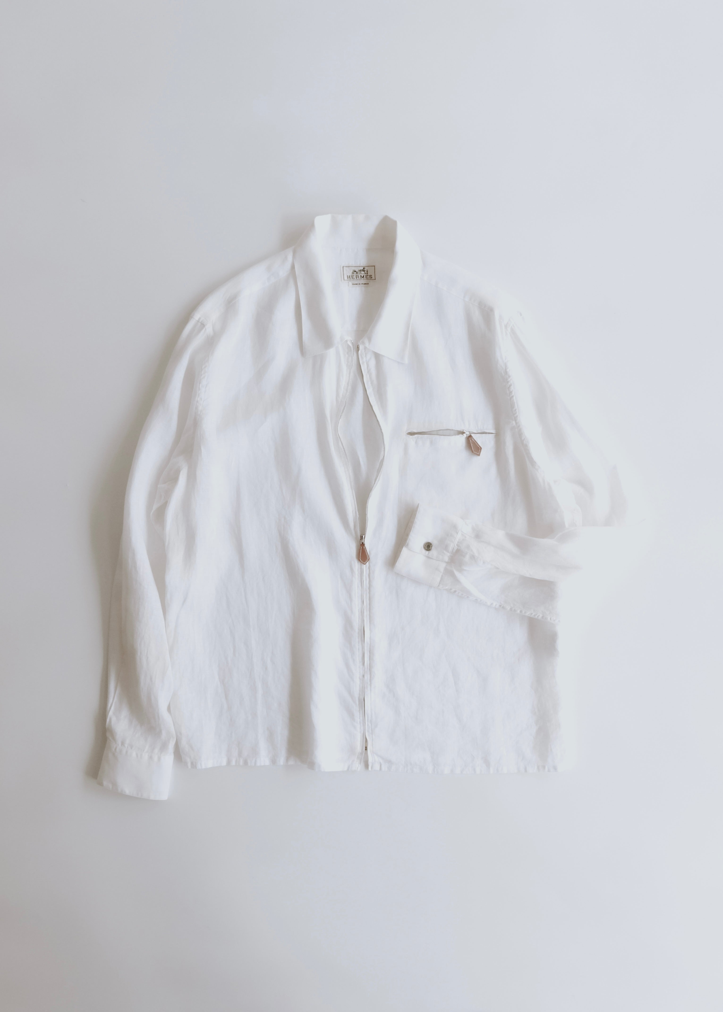 90-00's HERMÈS zip up linen shirt jacket