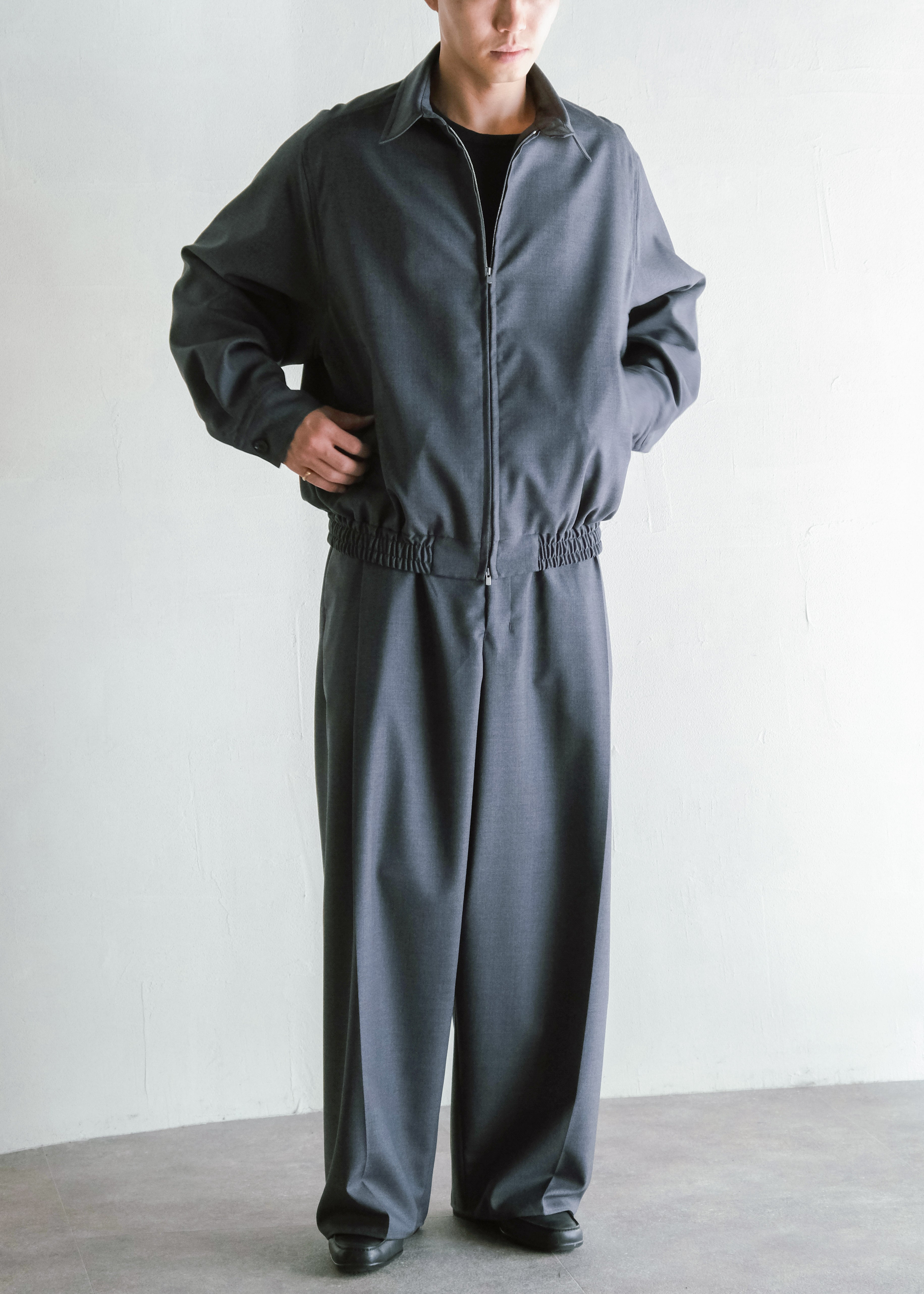 nonnotte 26AW Draping Big Yoke Raglan Drizzler Jacket / Charcoal Top