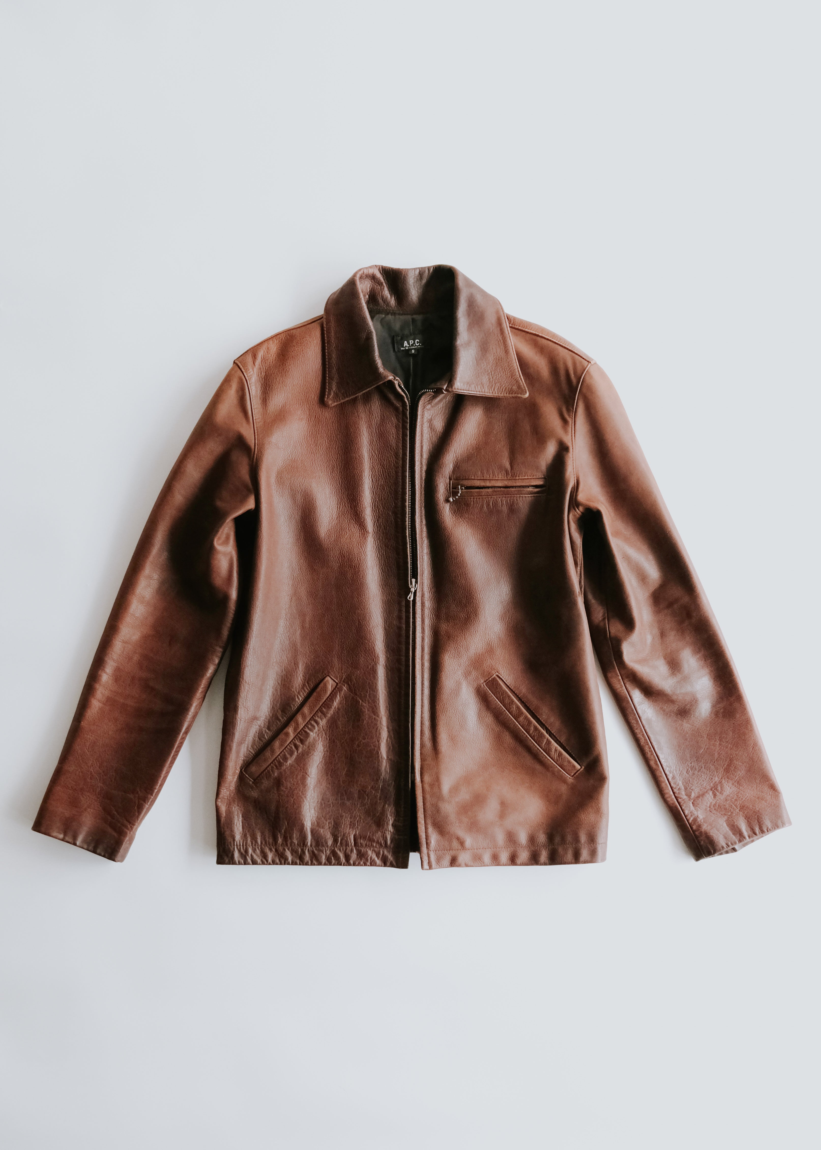 90's A.P.C. cow leather zip up jacket