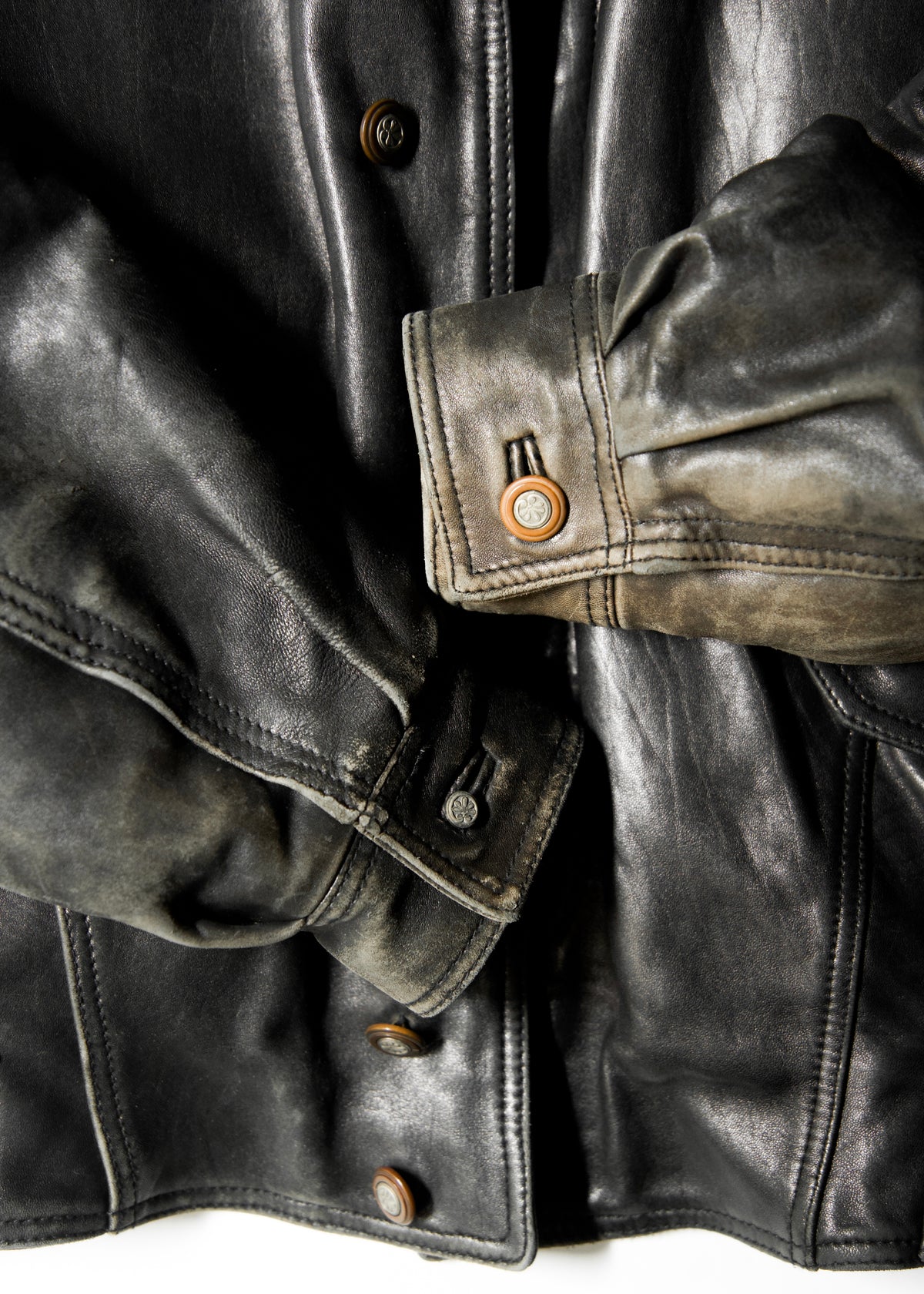80-90's RUFFO fly front hooded leather blouson