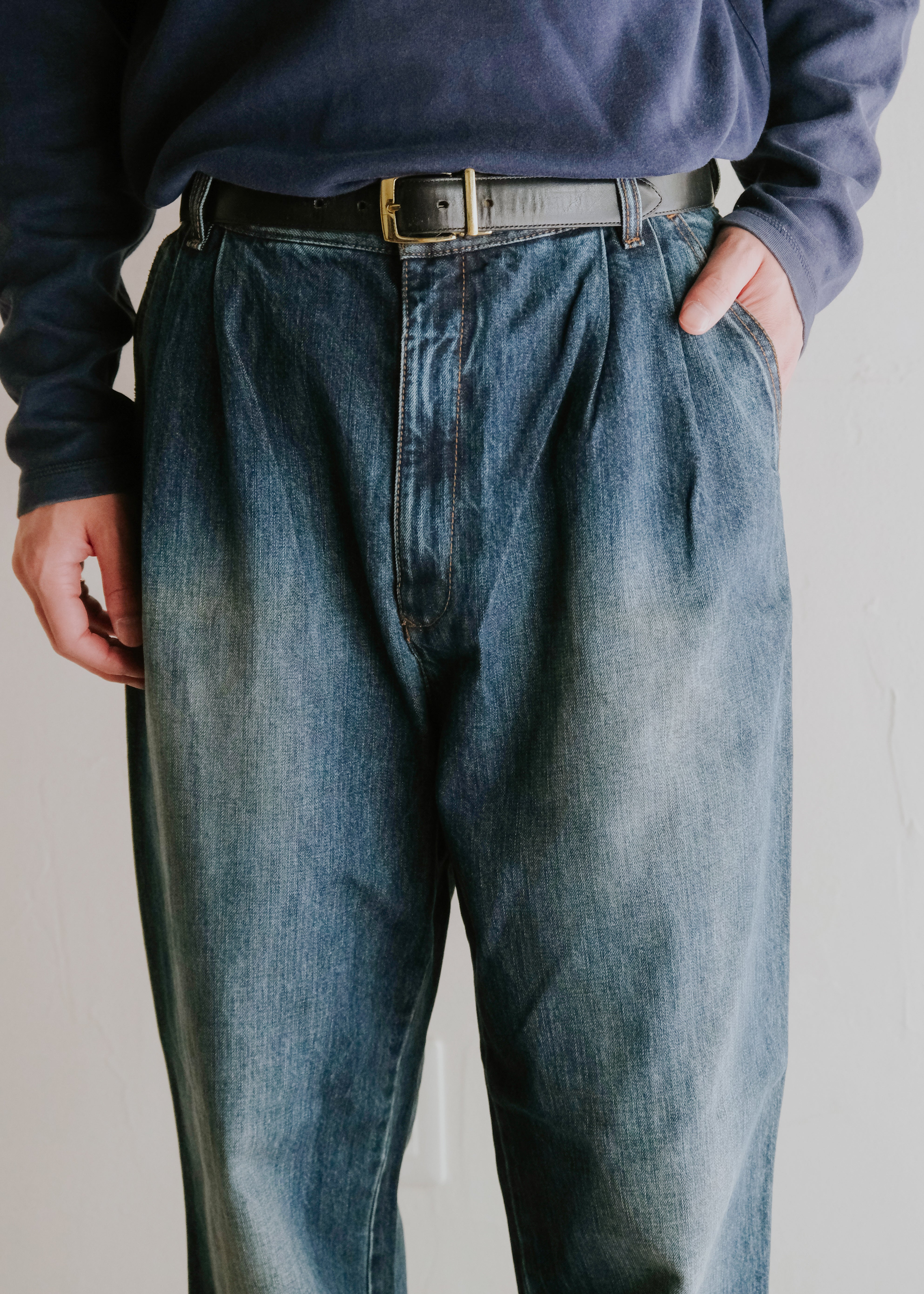 BOTTEGA VENETA 15AW two tucked wide tapered jeans