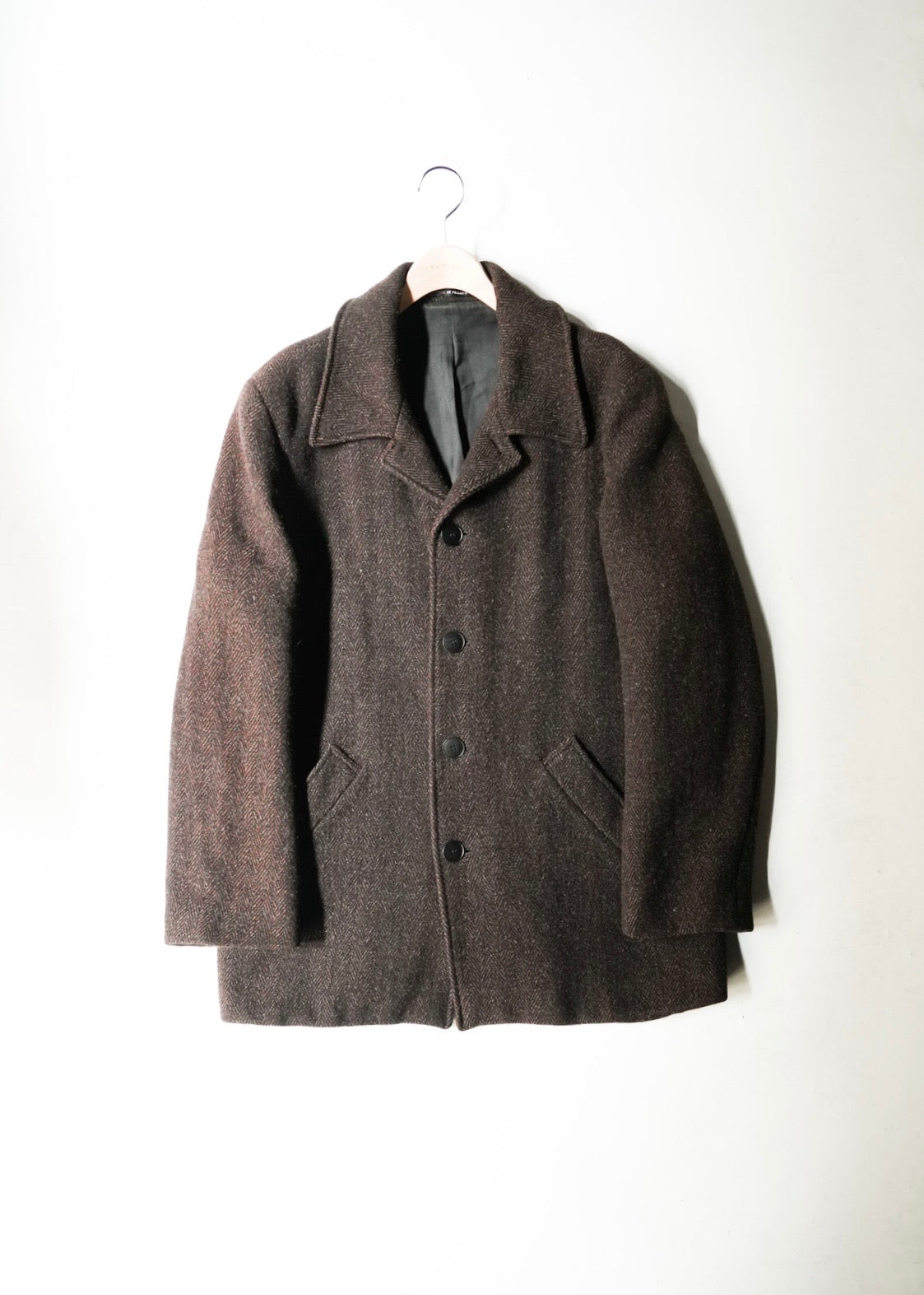 90’s agnes b. homme herringbone wool half coat