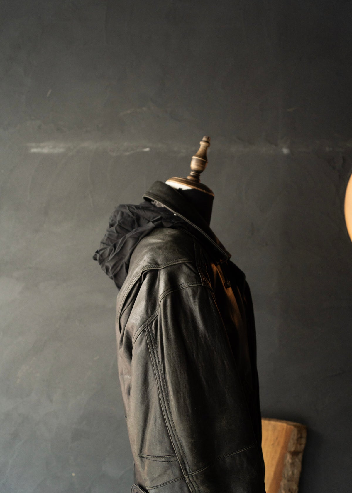 80-90's RUFFO fly front hooded leather blouson