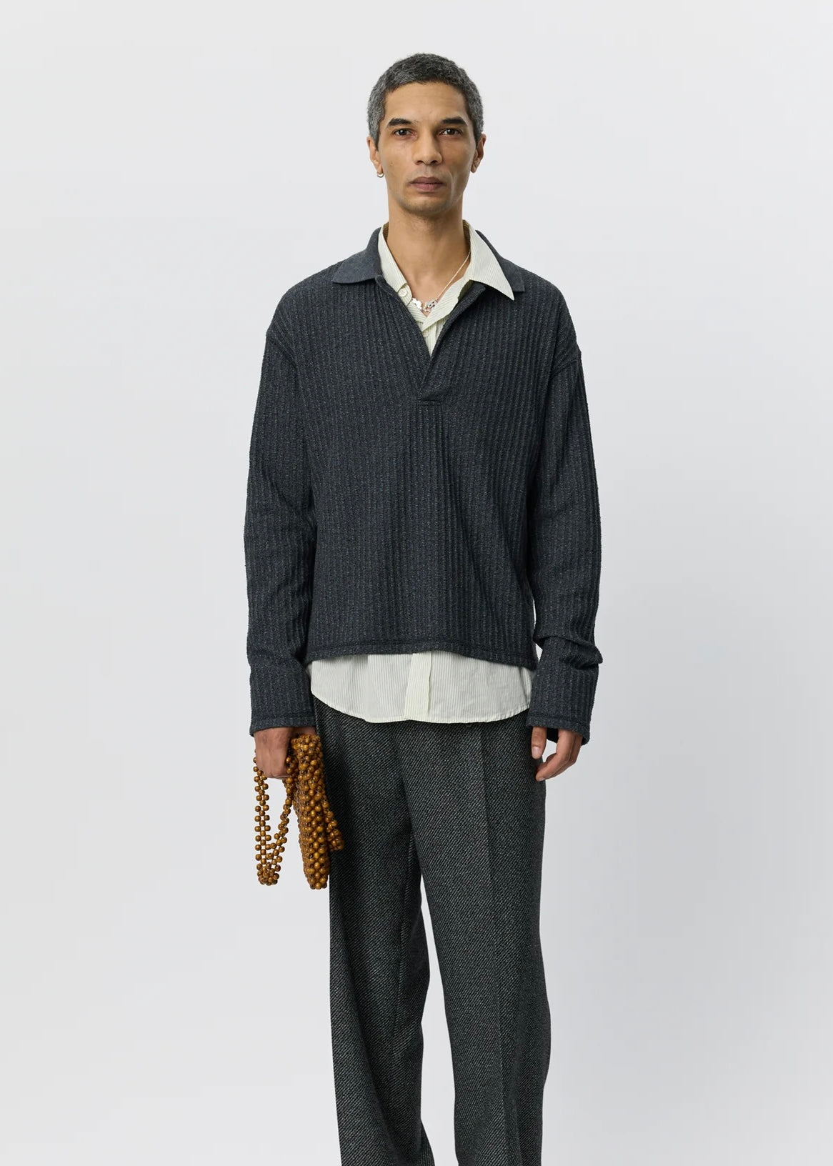 mfpen 26AW Rolodex Polo / Grey Bouclé Rib
