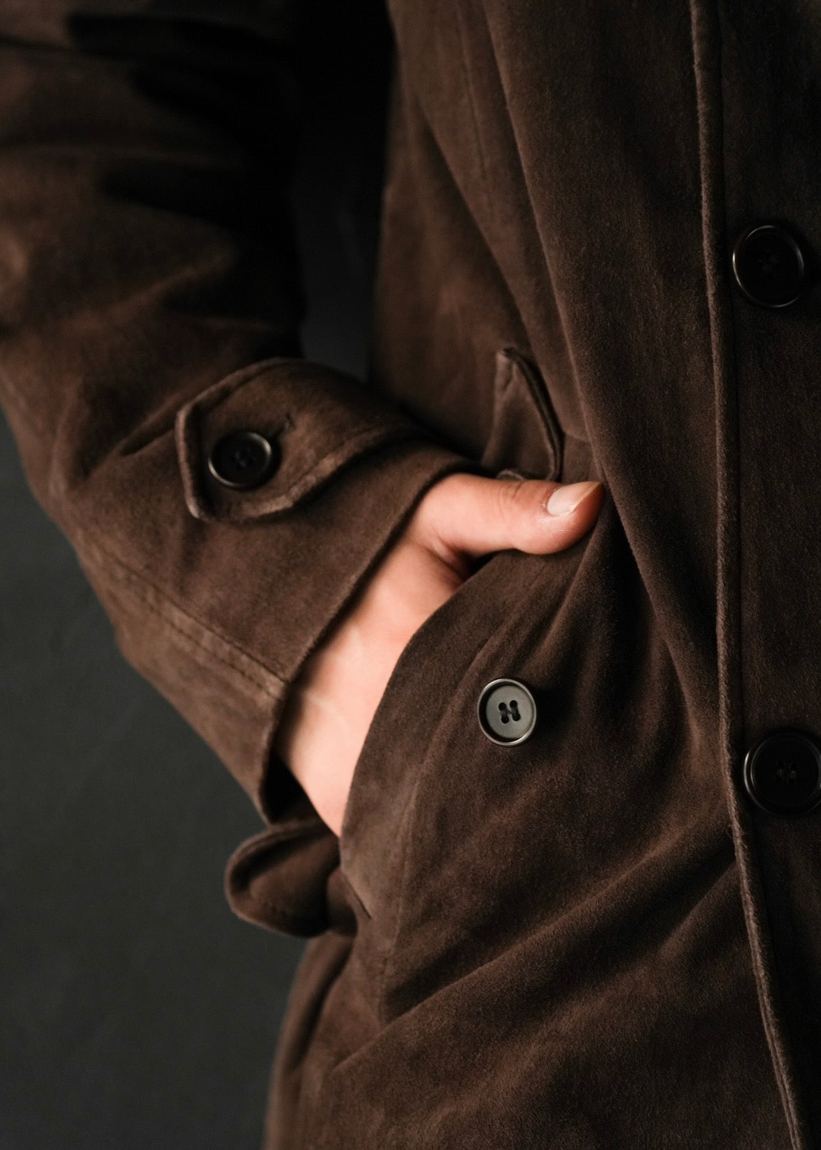 HELMUT LANG 05AW suede double breasted belted coat