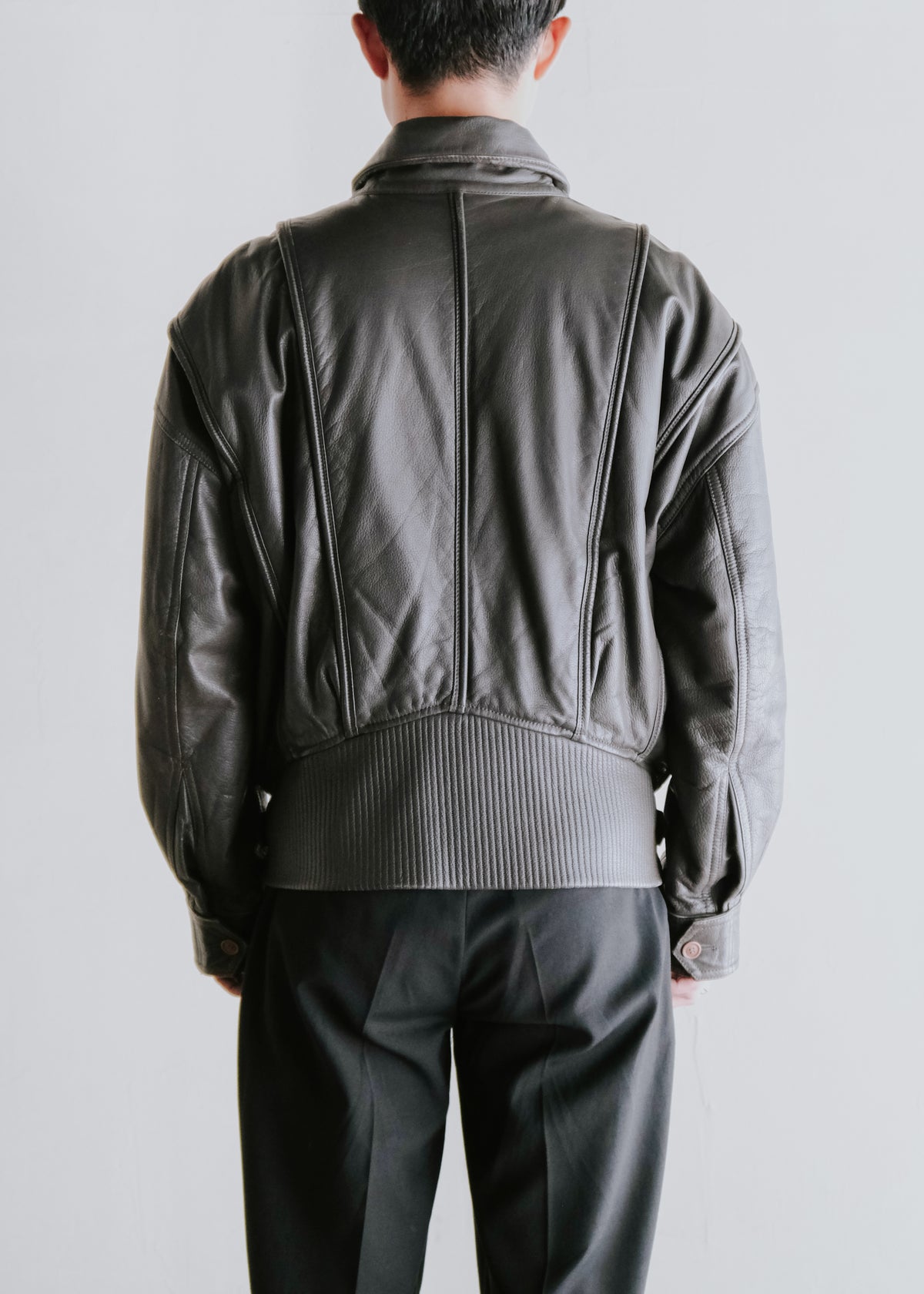 ISSEY MIYAKE 82AW paneled bomber cow leather jacket