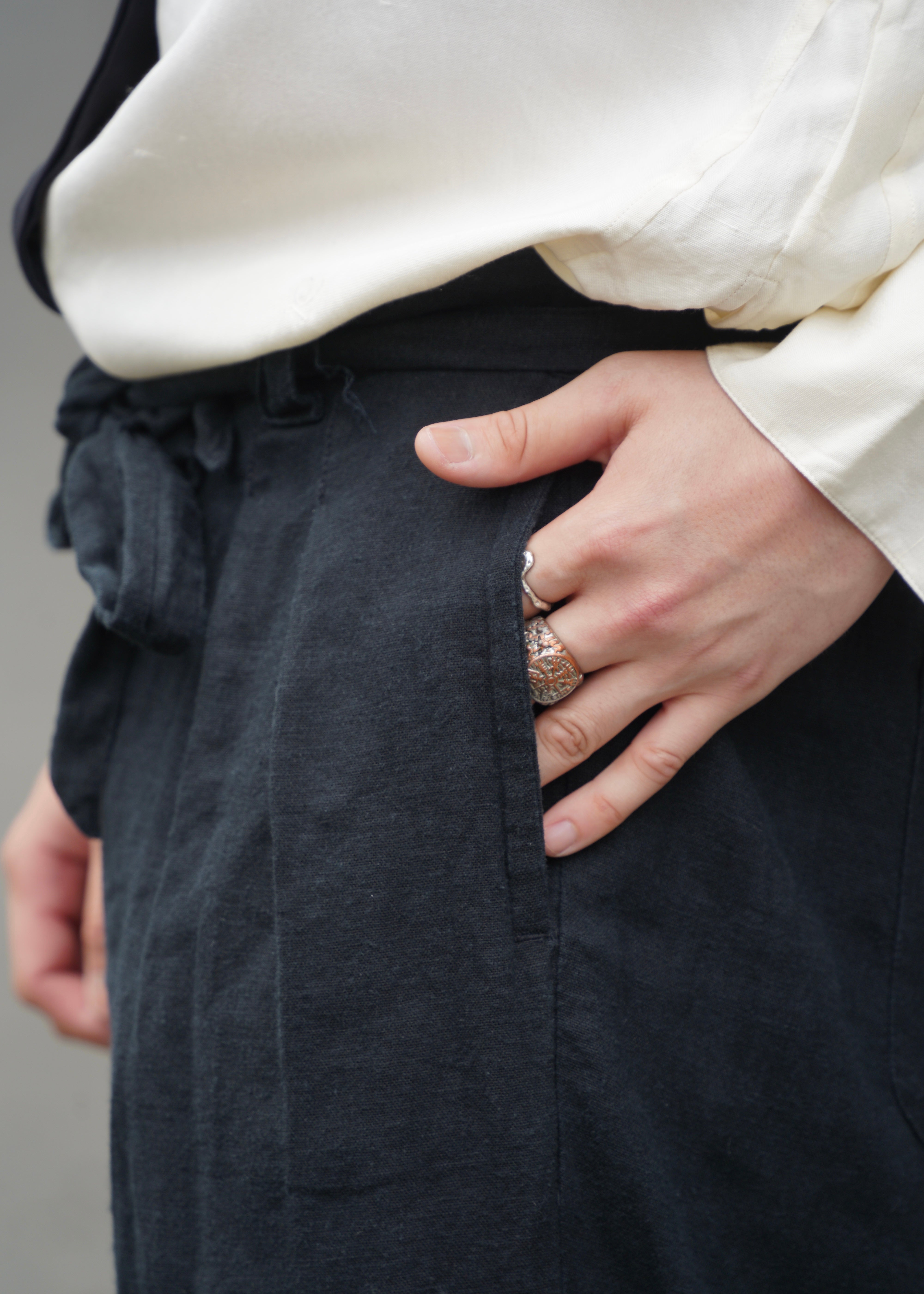 Belted Linen Wide Pants