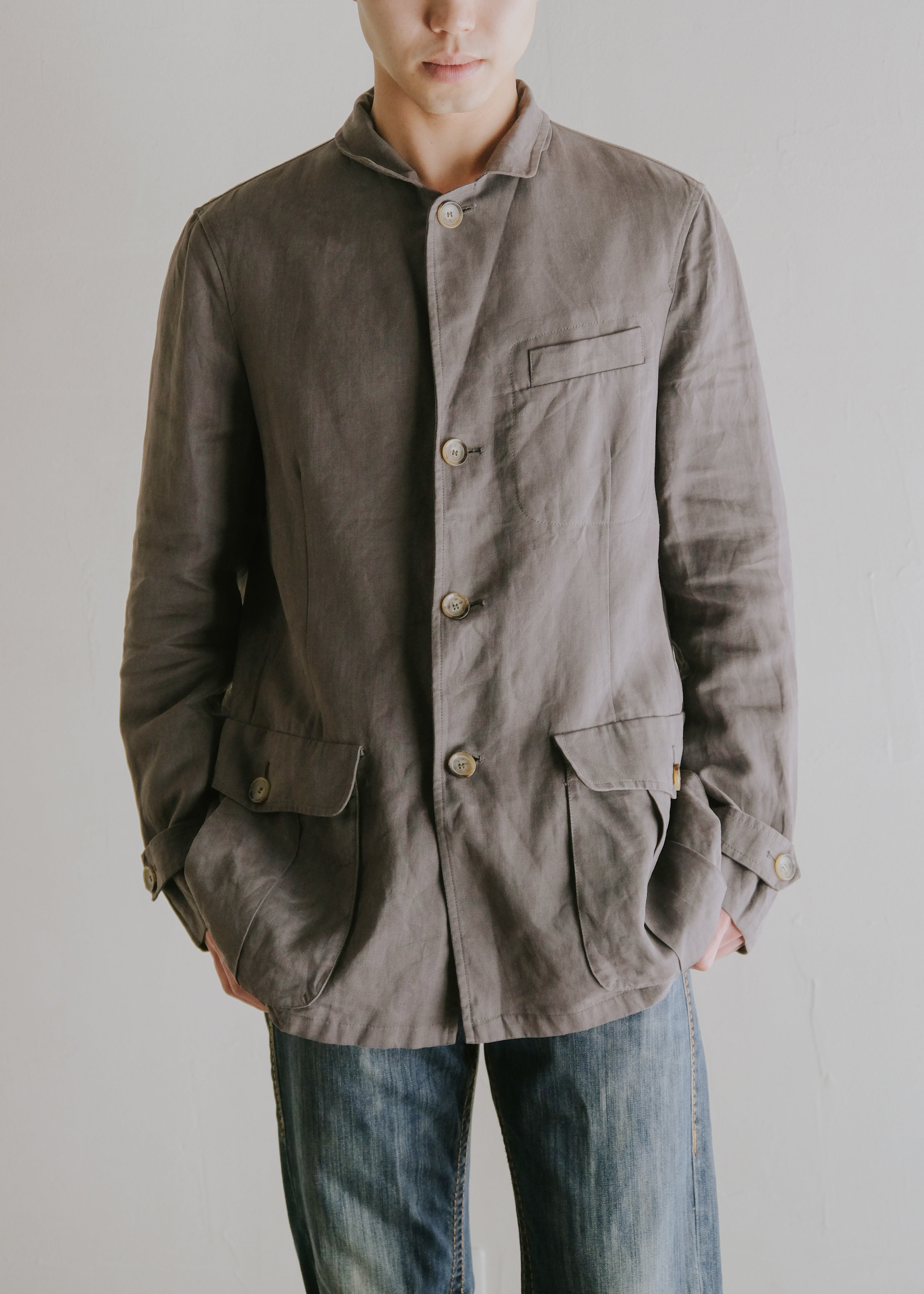 00-10's GIORGIO ARMANI ramie 3-button tailored jacket