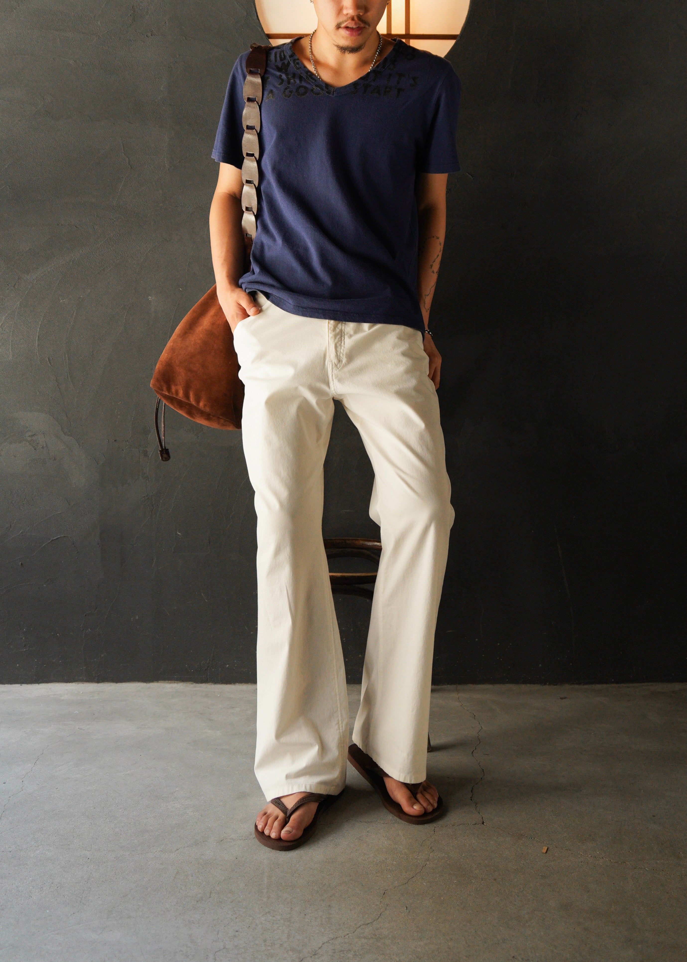 90’s JIL SANDER wide straight stretch cotton trousers