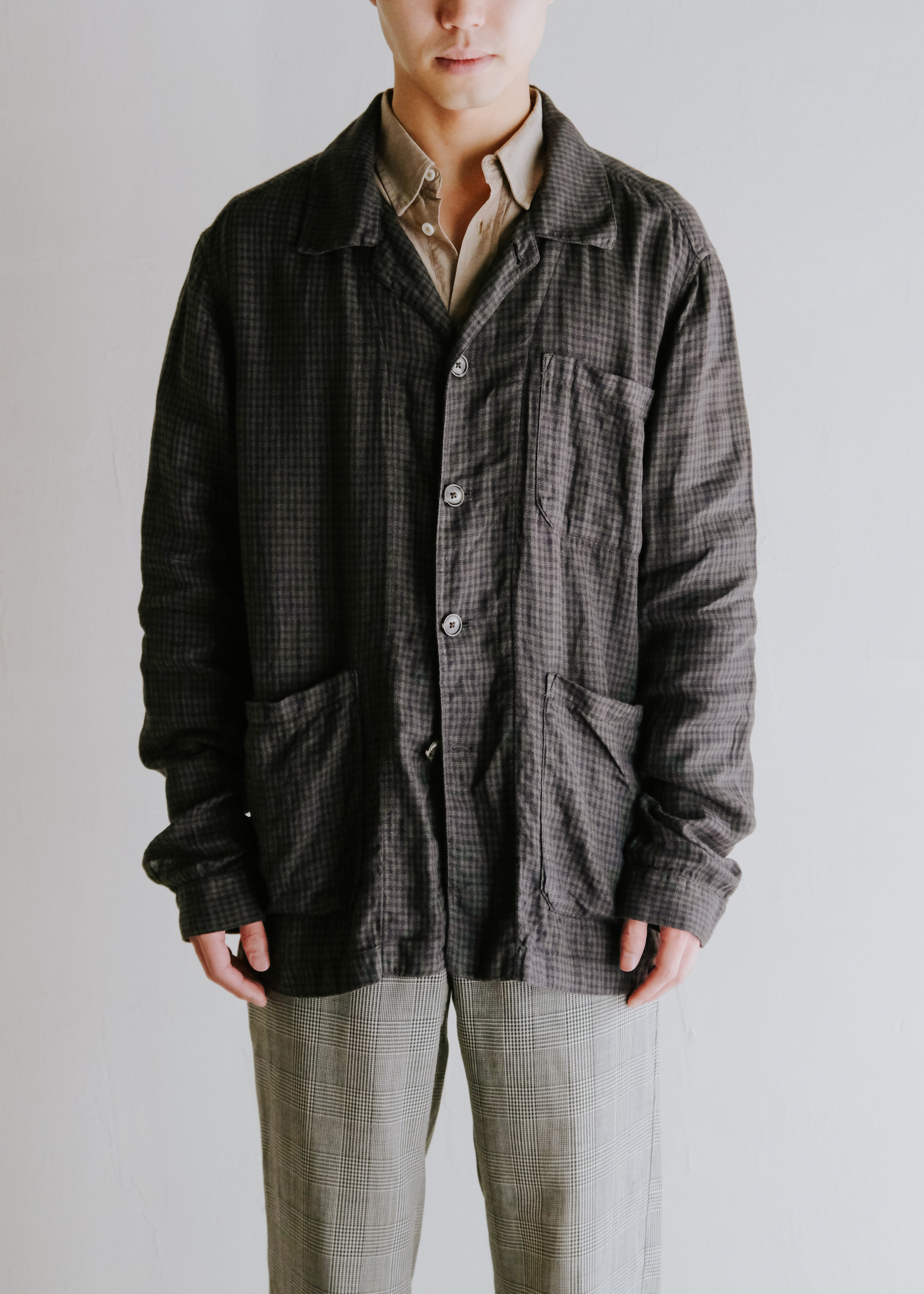 MARCEL LASSANCE PARIS checkers cotton shirt jacket