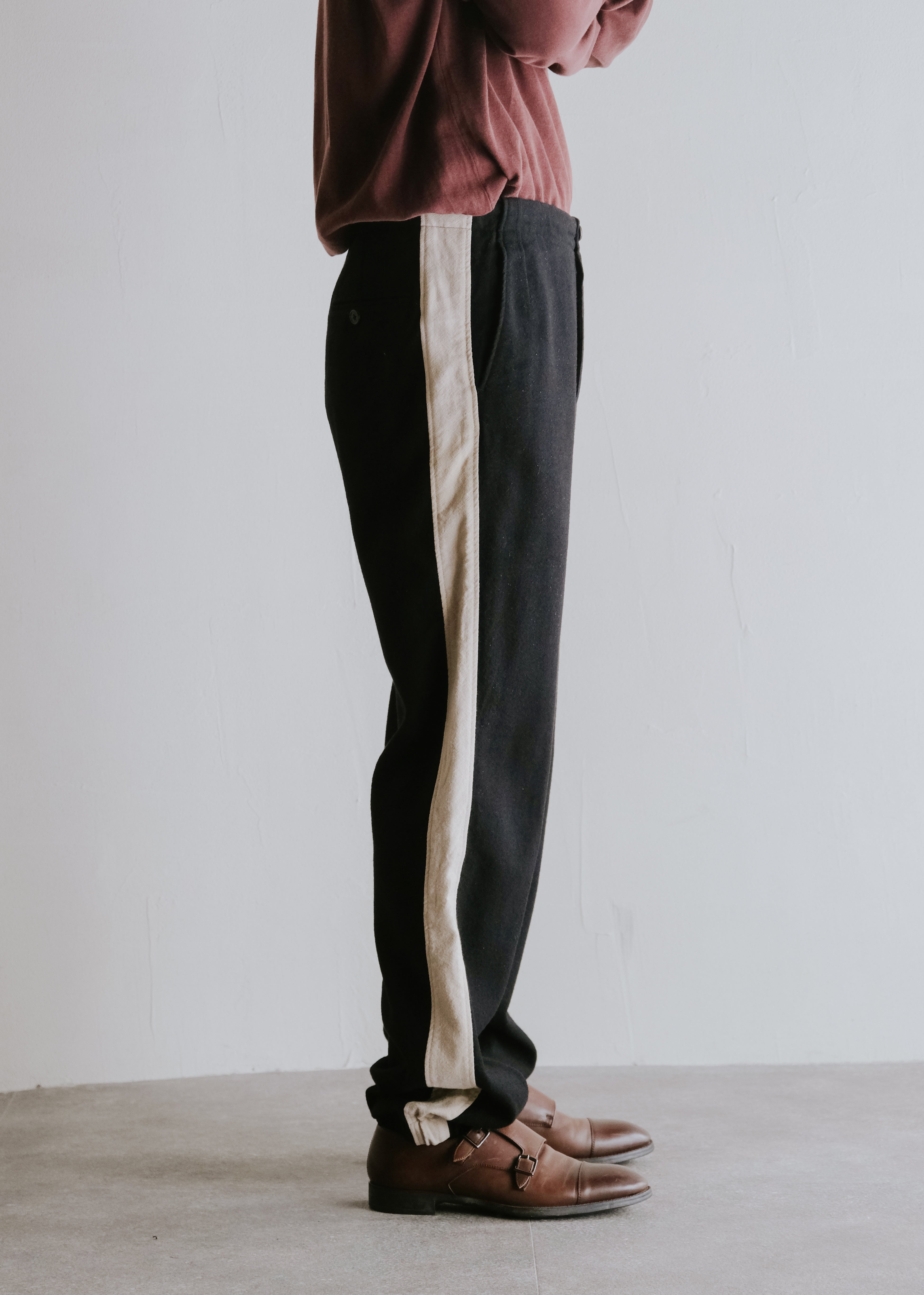 DRIES VAN NOTEN 03AW side line wool easy pants