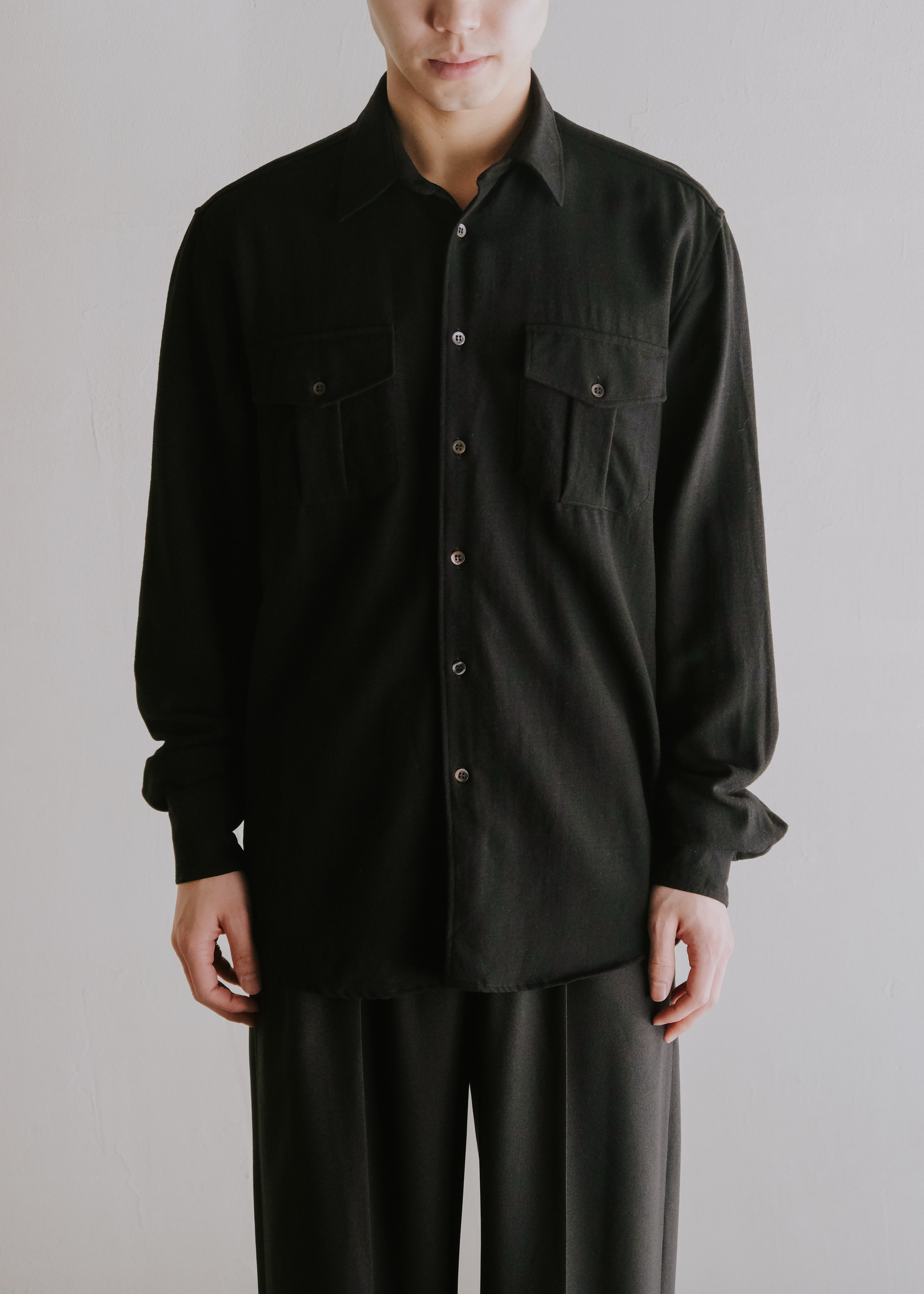 DRIES VAN NOTEN ドリスヴァンノッテン 00年代 ウール レギュラーカラーシャツ 長袖 アーカイブ ヴィンテージ メンズ