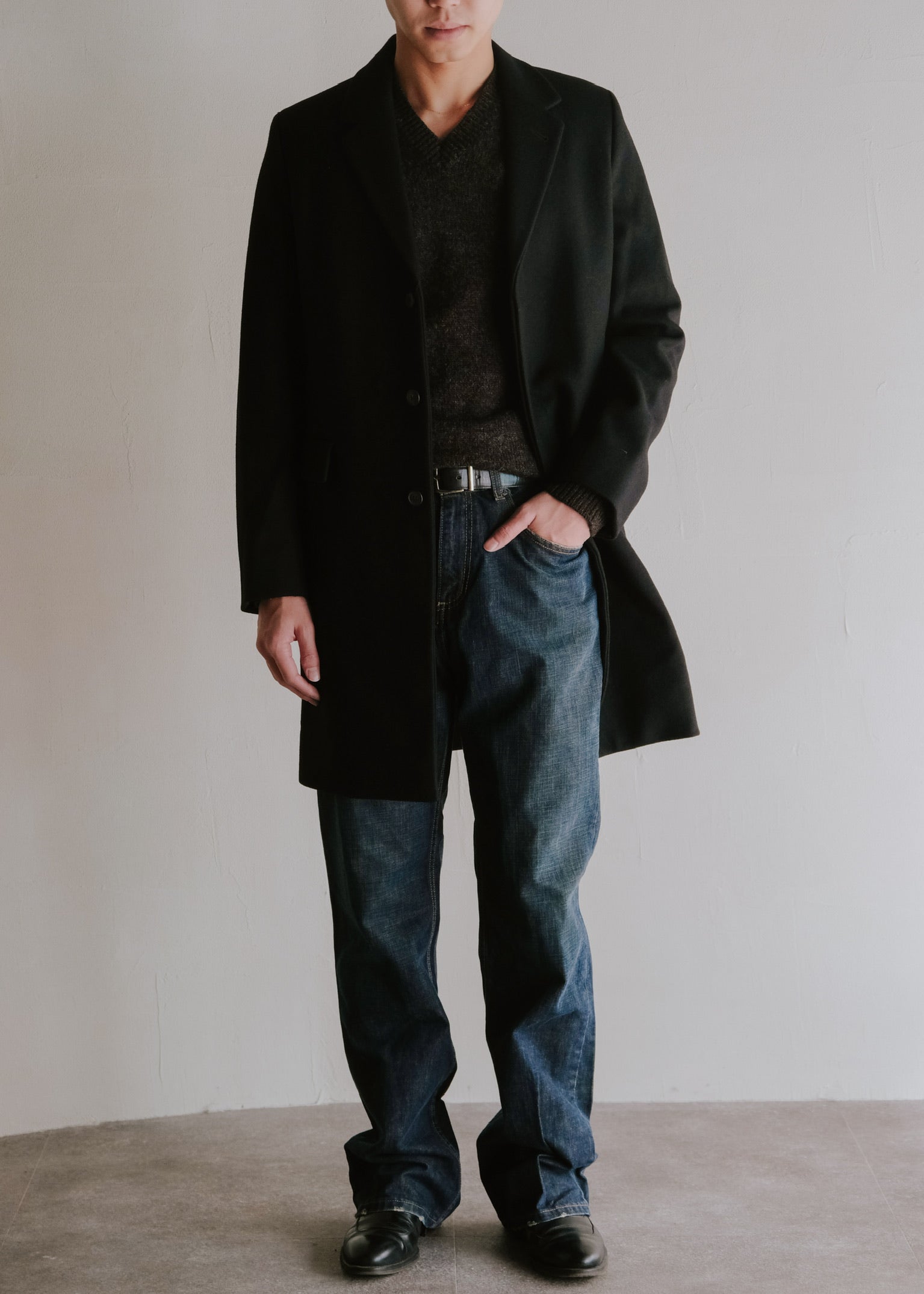 90's A.P.C. fly front wool chesterfield coat