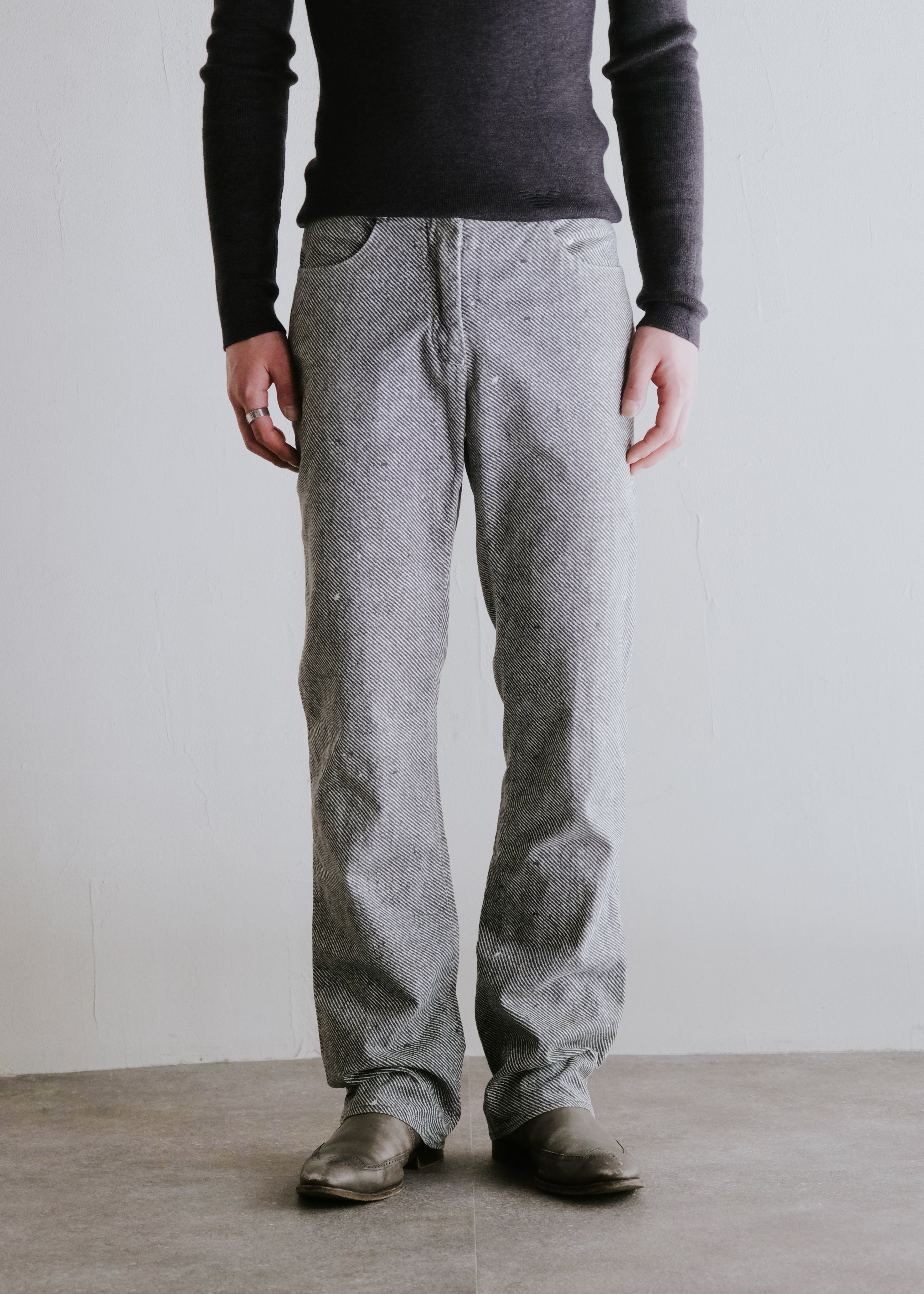 MARTIN MARGIELA マルタンマルジェラ 10 CORSO COMO テンコルソコモ 別注 ⑥ 2004SS スリム ストライプ ブーツカット コットントラウザー アーカイブ ヴィンテージ メンズ