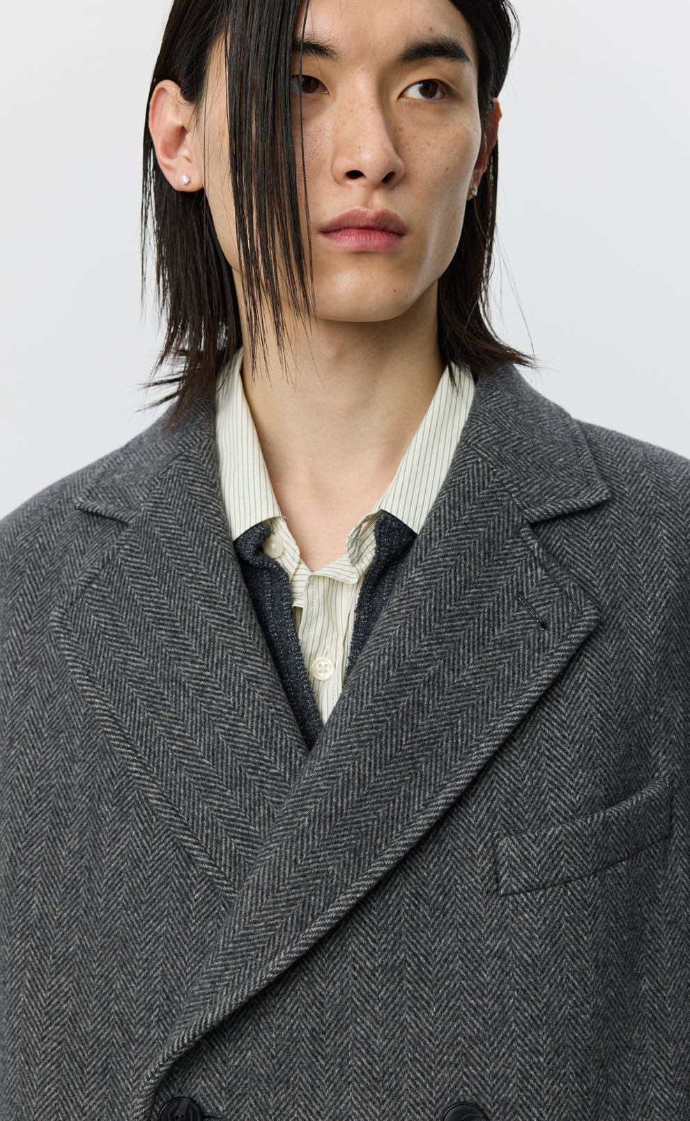 mfpen 26AW Conference Coat / Grey Herringbone