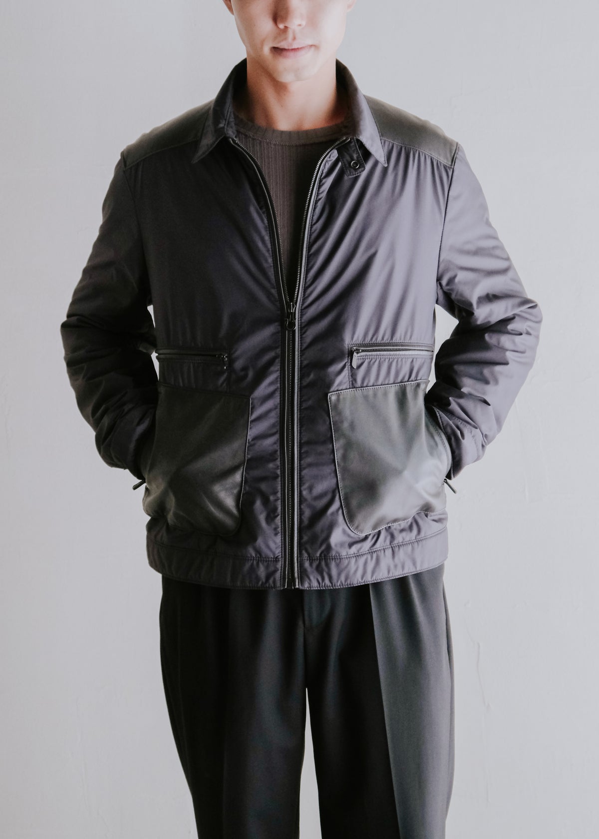 Salvatore Ferragamo サルヴァトーレフェラガモ 90-00年代 レザー patchworks padded ブルゾン メンズ
