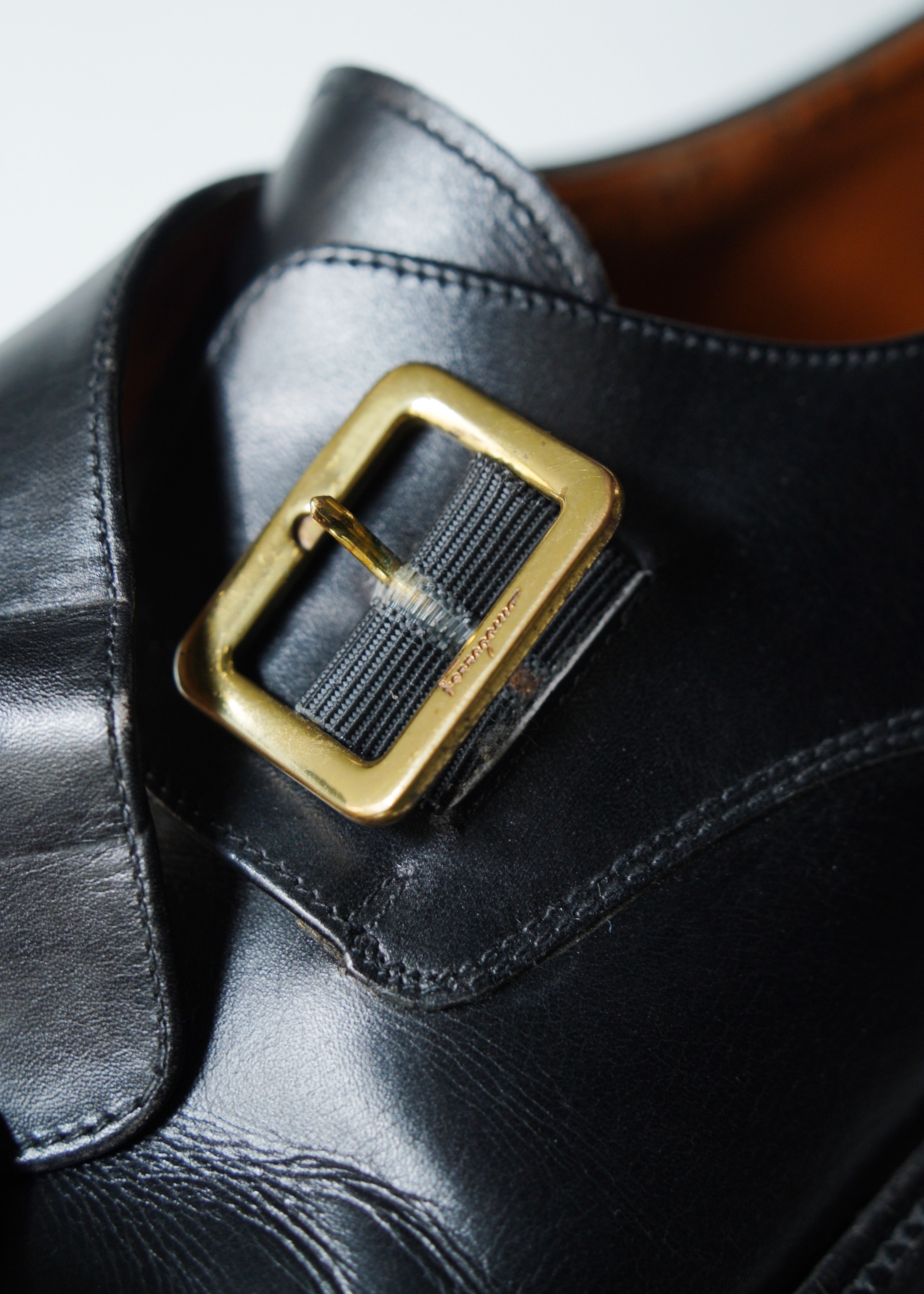 Salvatore Ferragamo leather mock strap shoes