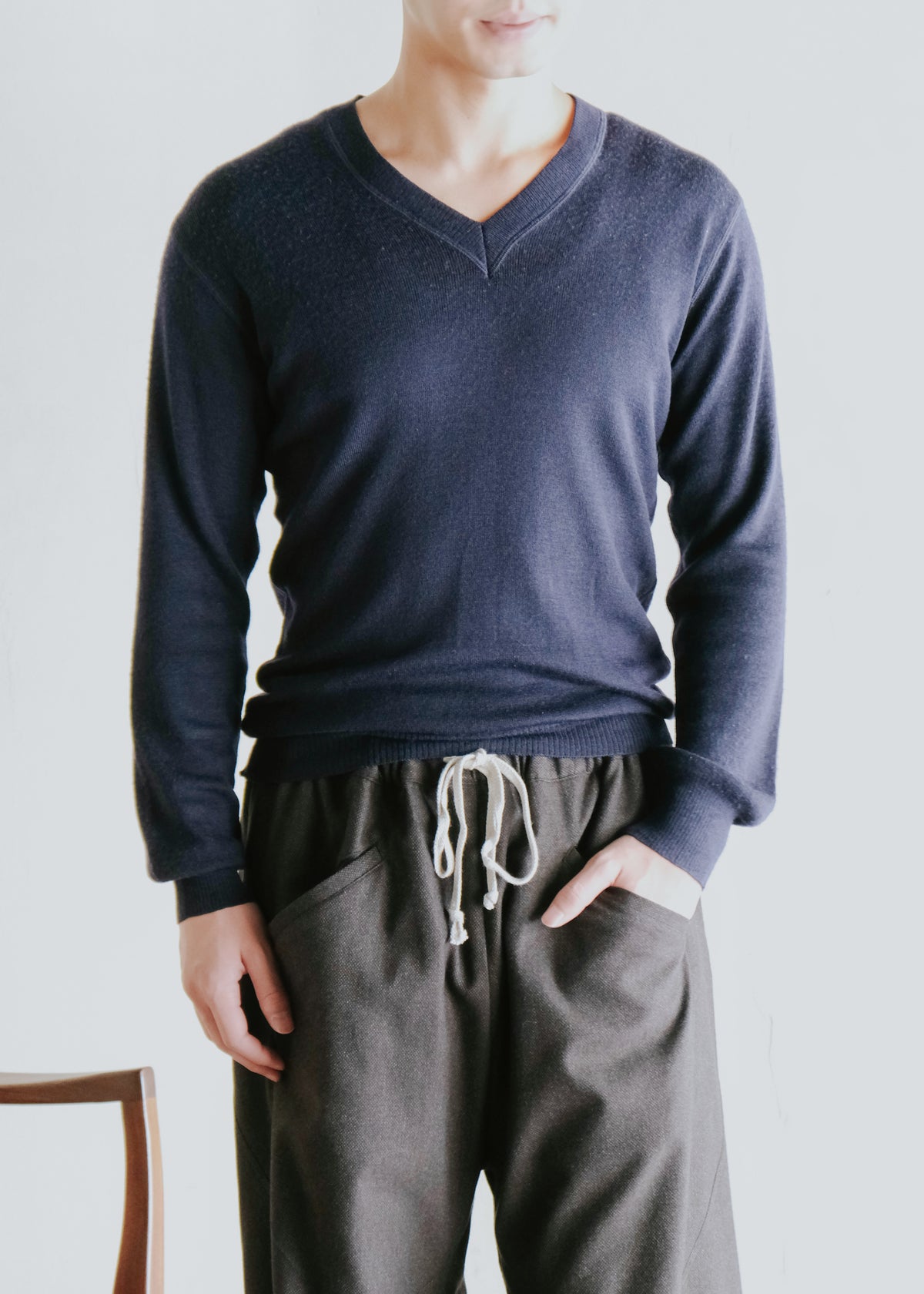 70's- euro vintage v-neck ニット メンズ