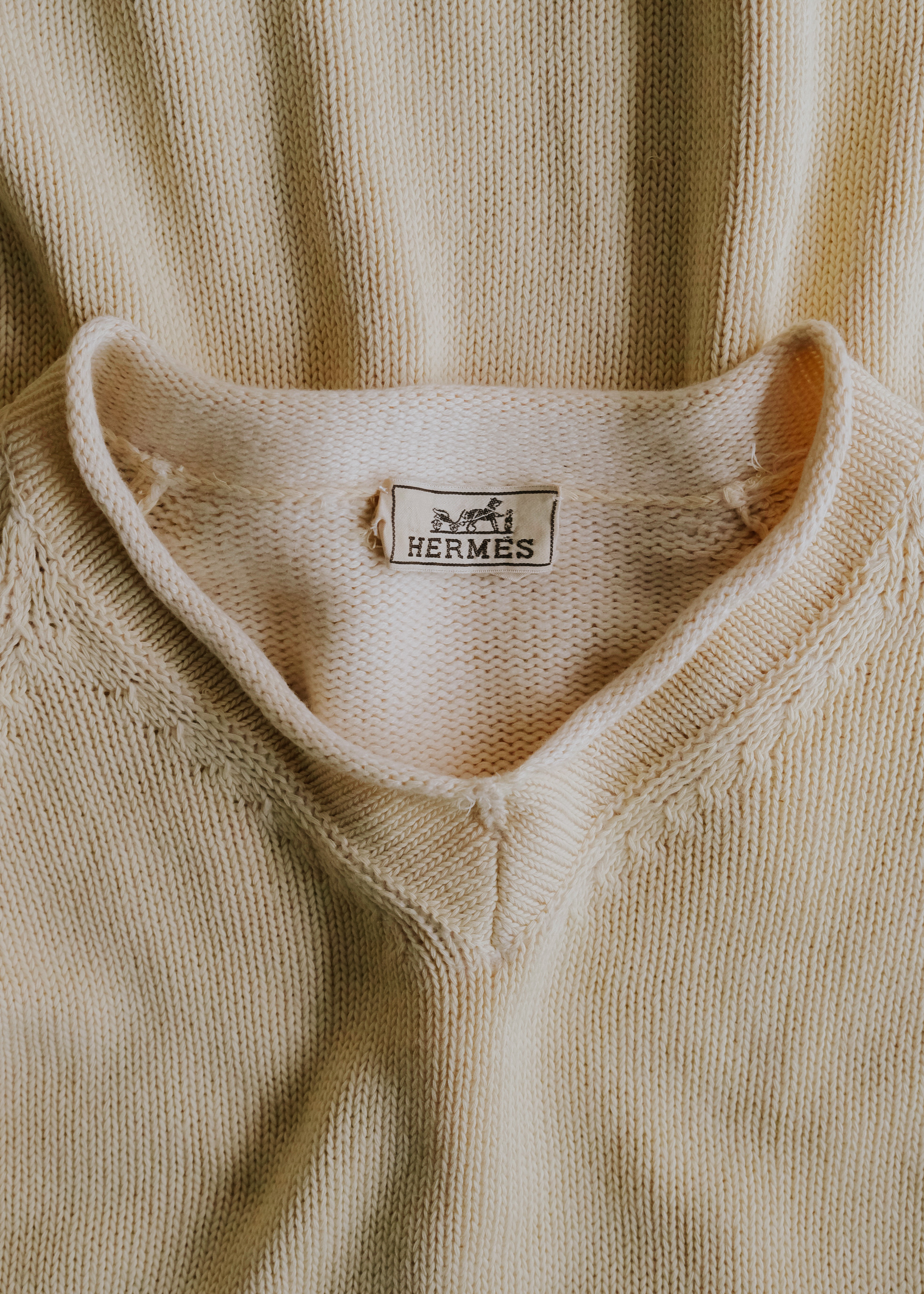 00's HERMÈS cashmere lining cotton raglan sleeves knit