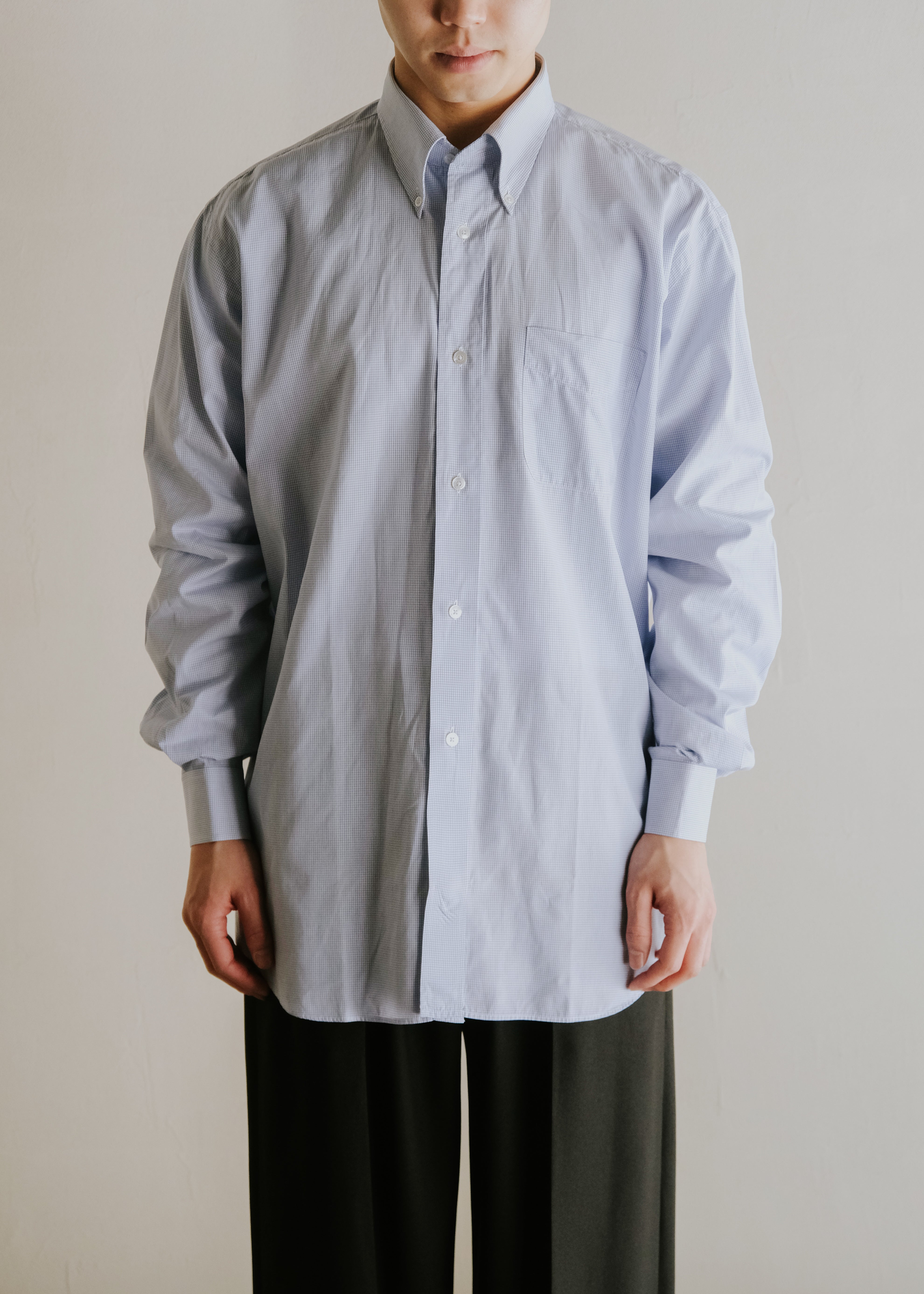 90's HERMÈS graph check button down shirt