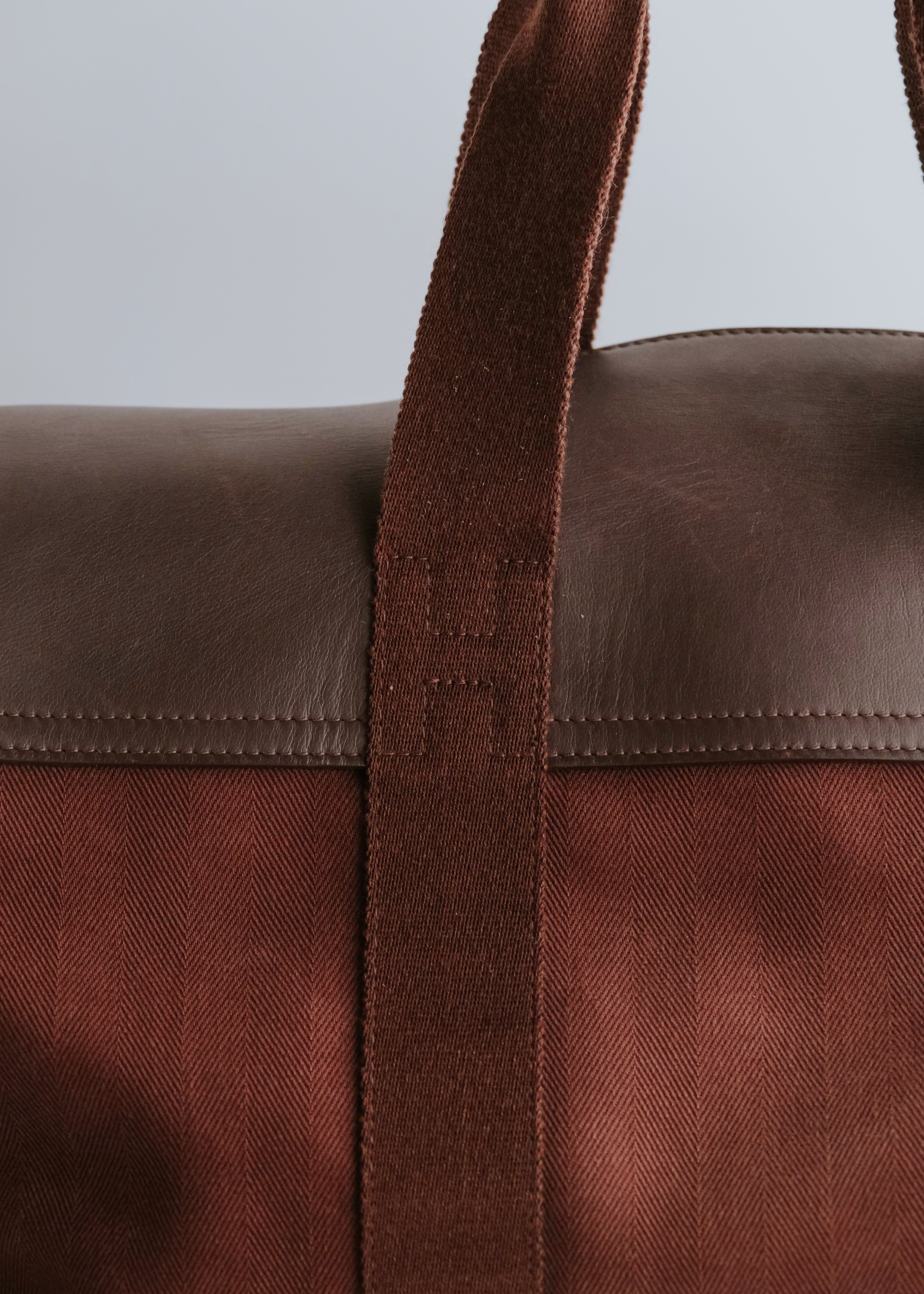 00's HERMÈS valparaiso MM leather flap canvas hand bag