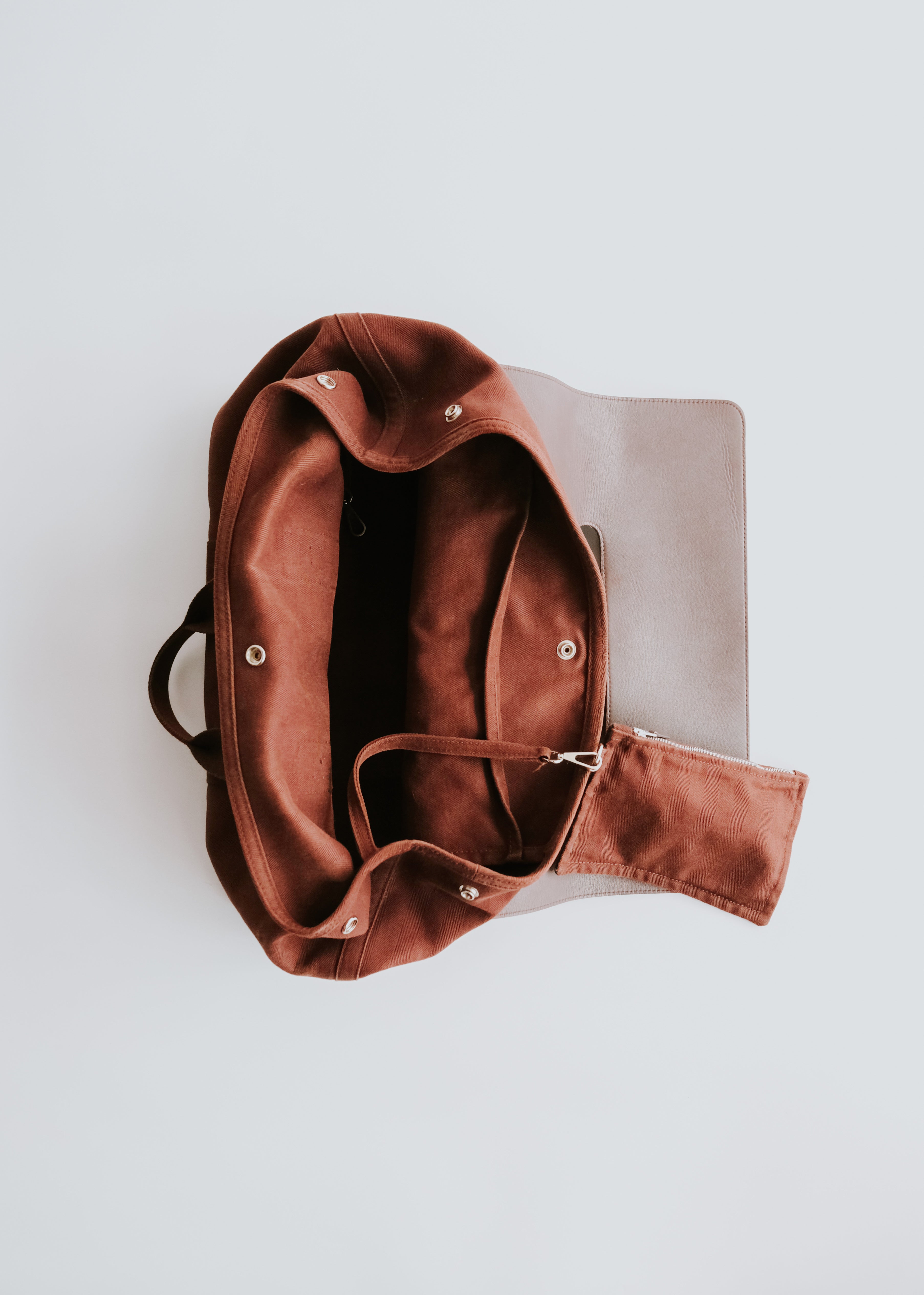 00's HERMÈS valparaiso MM leather flap canvas hand bag