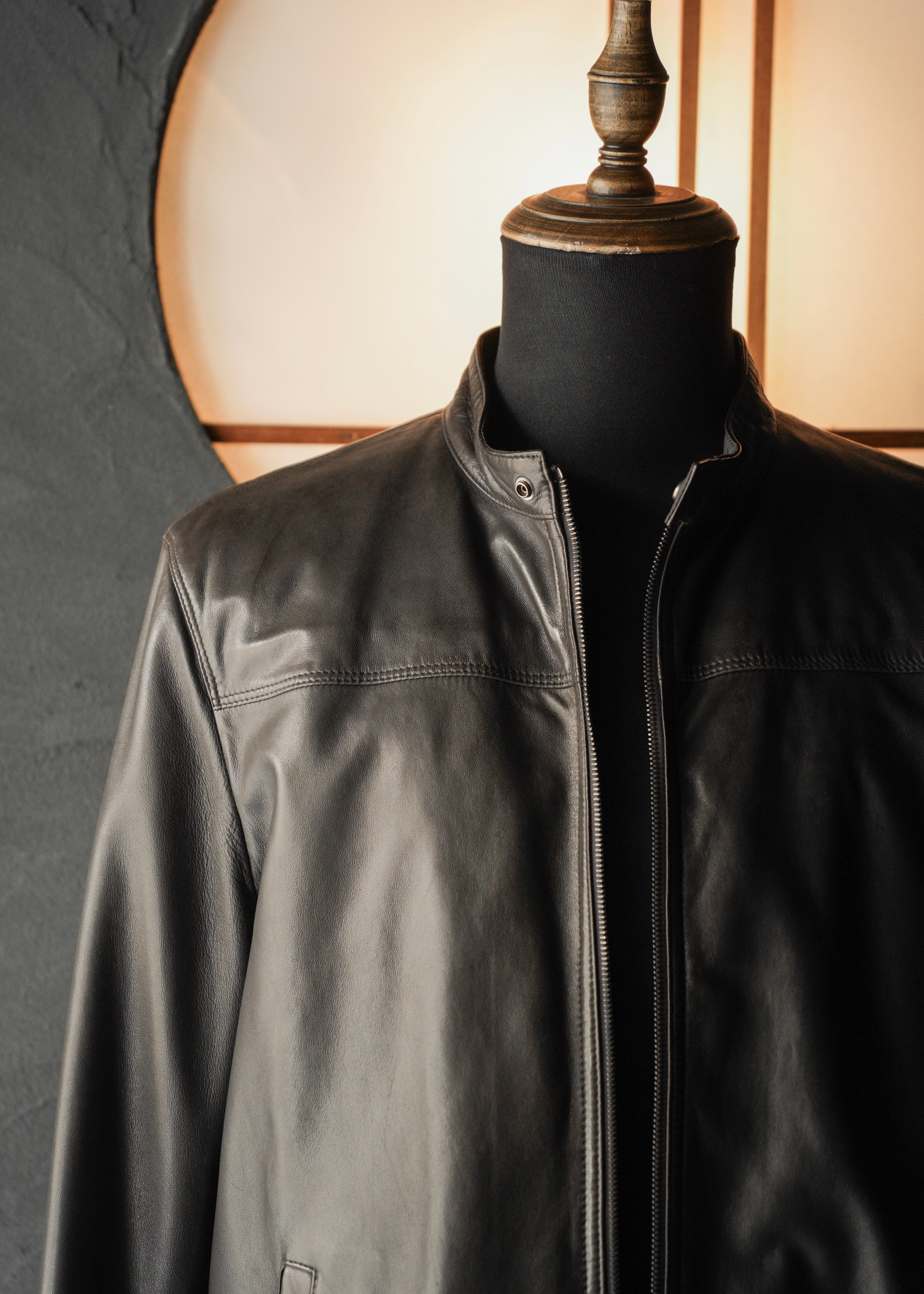 90’s Salvatore Ferragamo reversible single zip up leather jacket