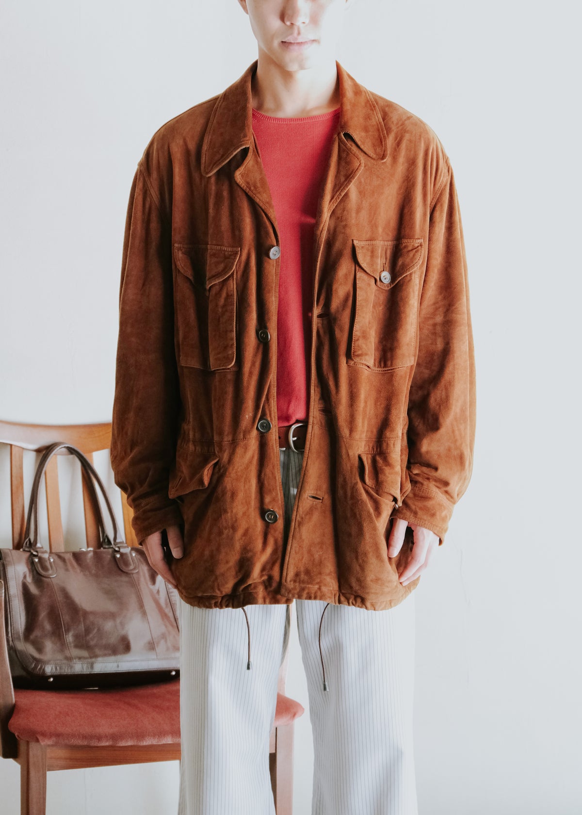 80's HUGO BOSS suede leather safari jacket