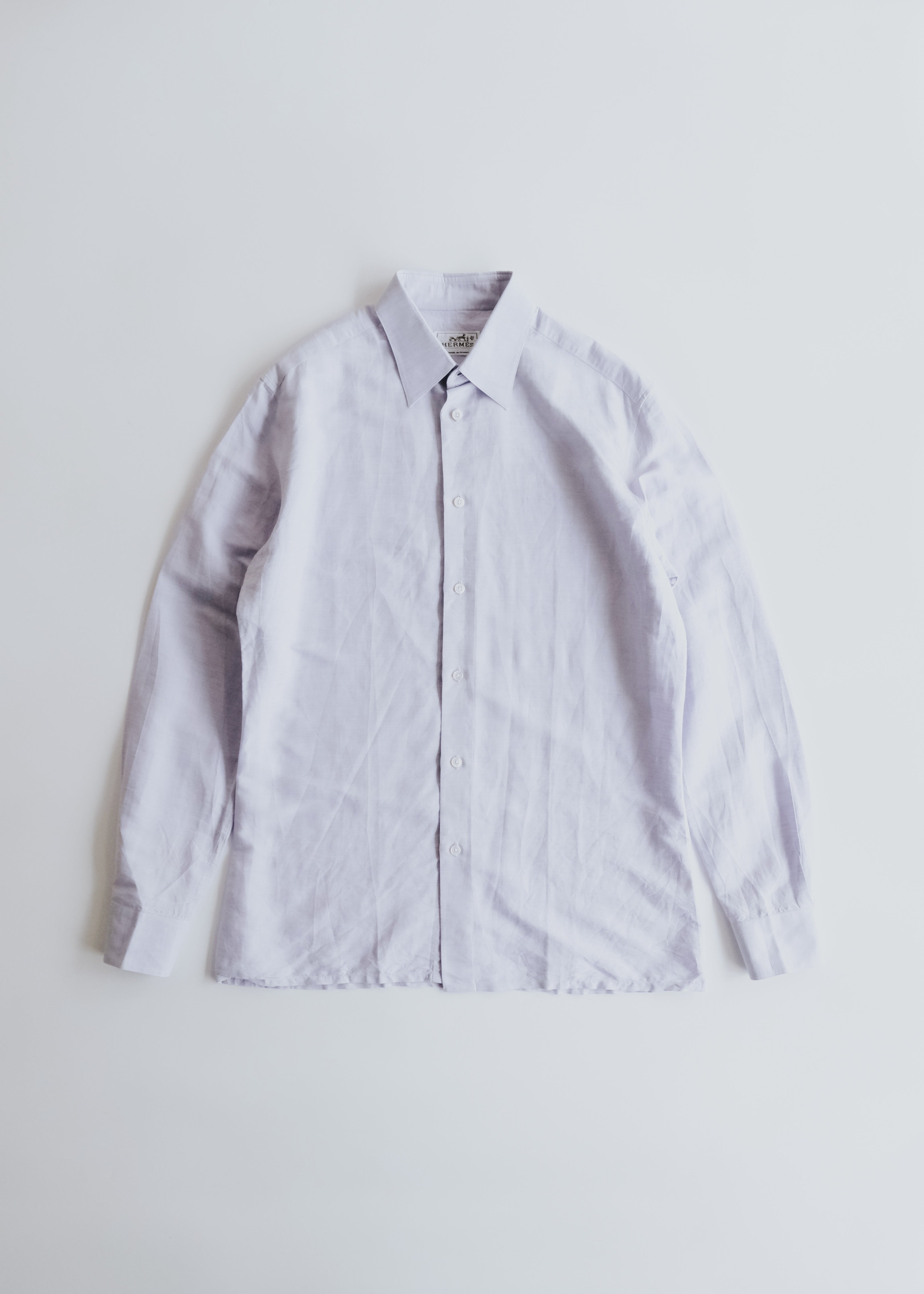00's HERMÈS linen cotton regular collar shirt
