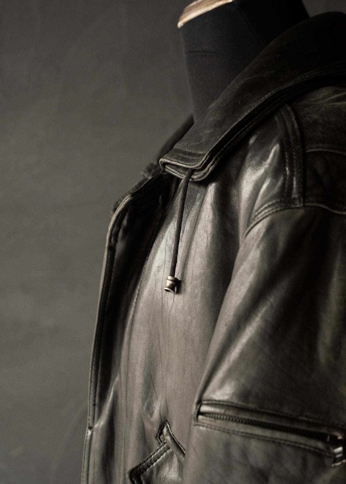 80-90's RUFFO fly front hooded leather blouson