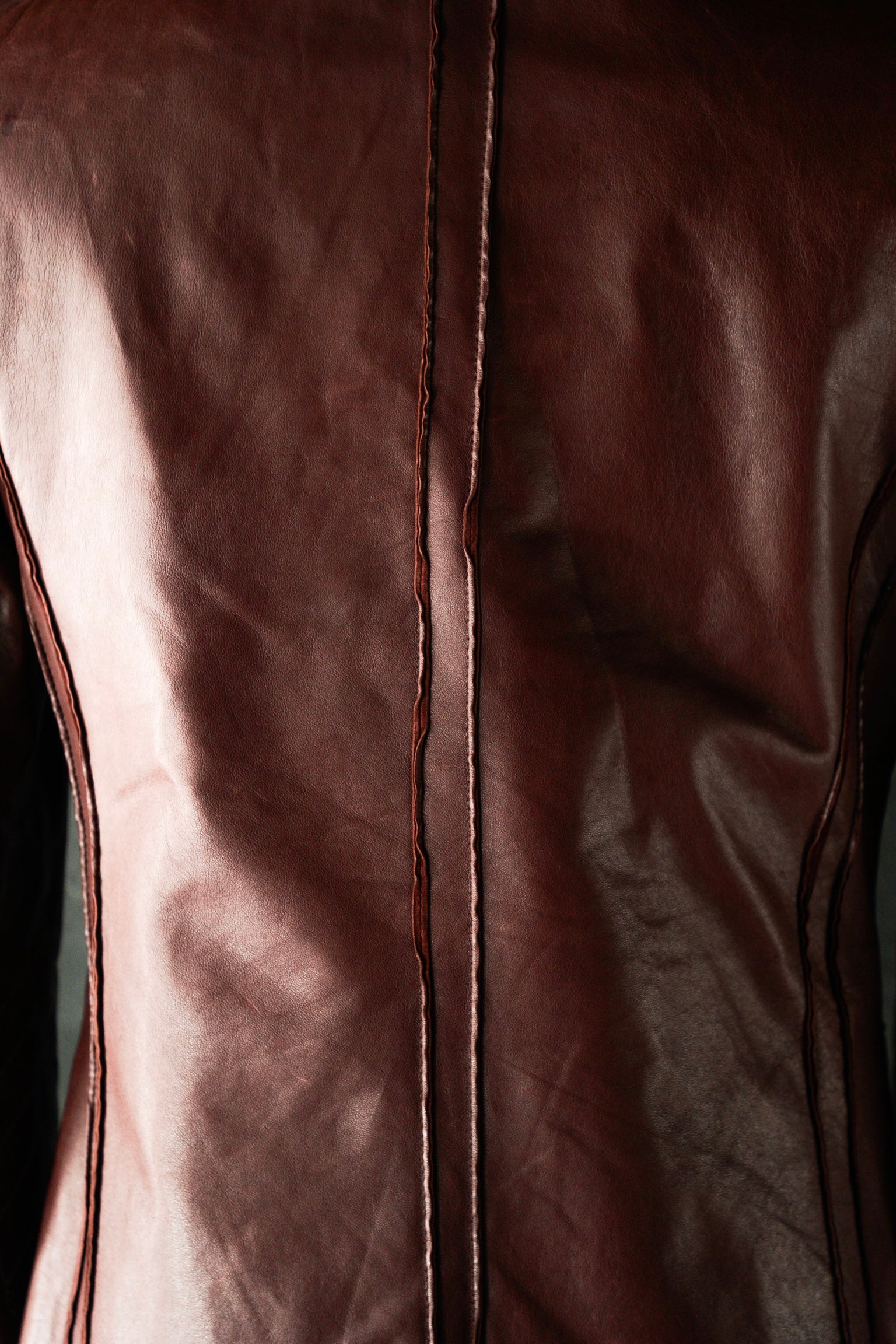 Paul Smith Asymmetrical Collar Leather Jacket in Burgundy