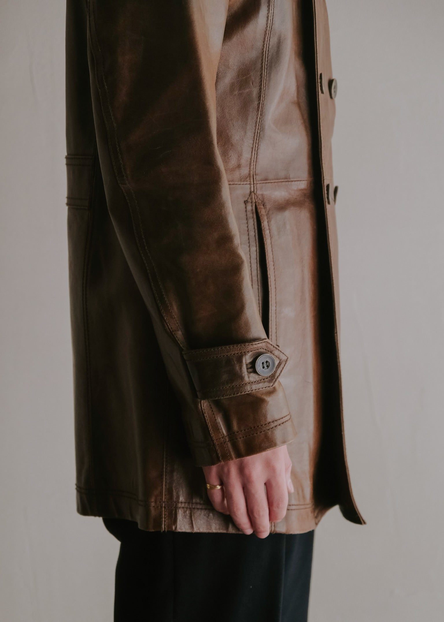 90’s MONSIEUR NICOLE cow leather pea coat