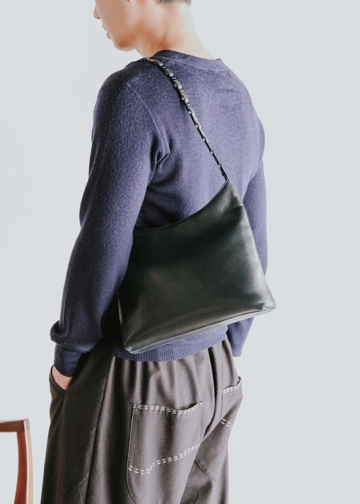 90-00’s Salvatore Ferragamo chain strap leather one shoulder bag