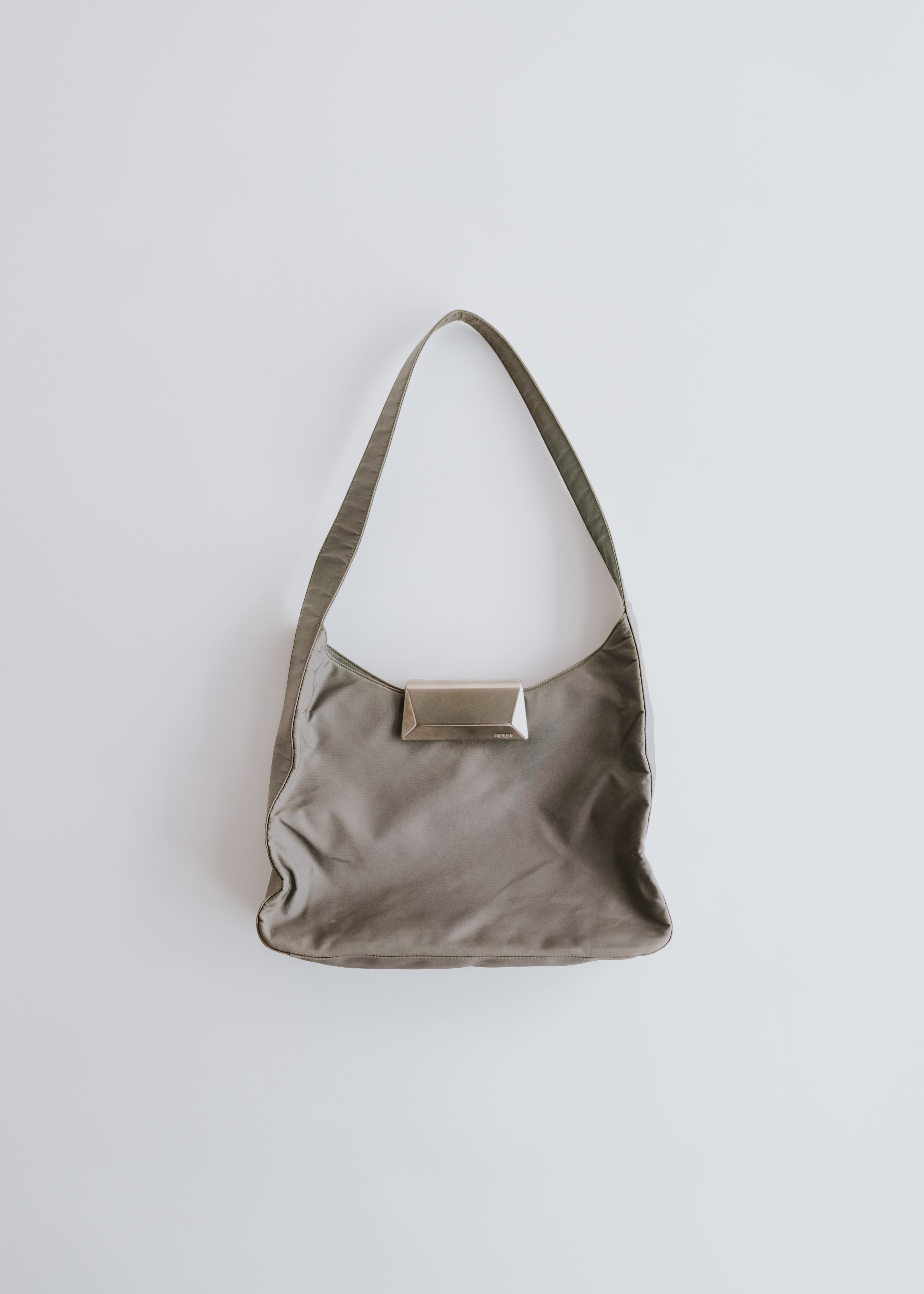 PRADA 97AW metal plate nylon shoulder bag