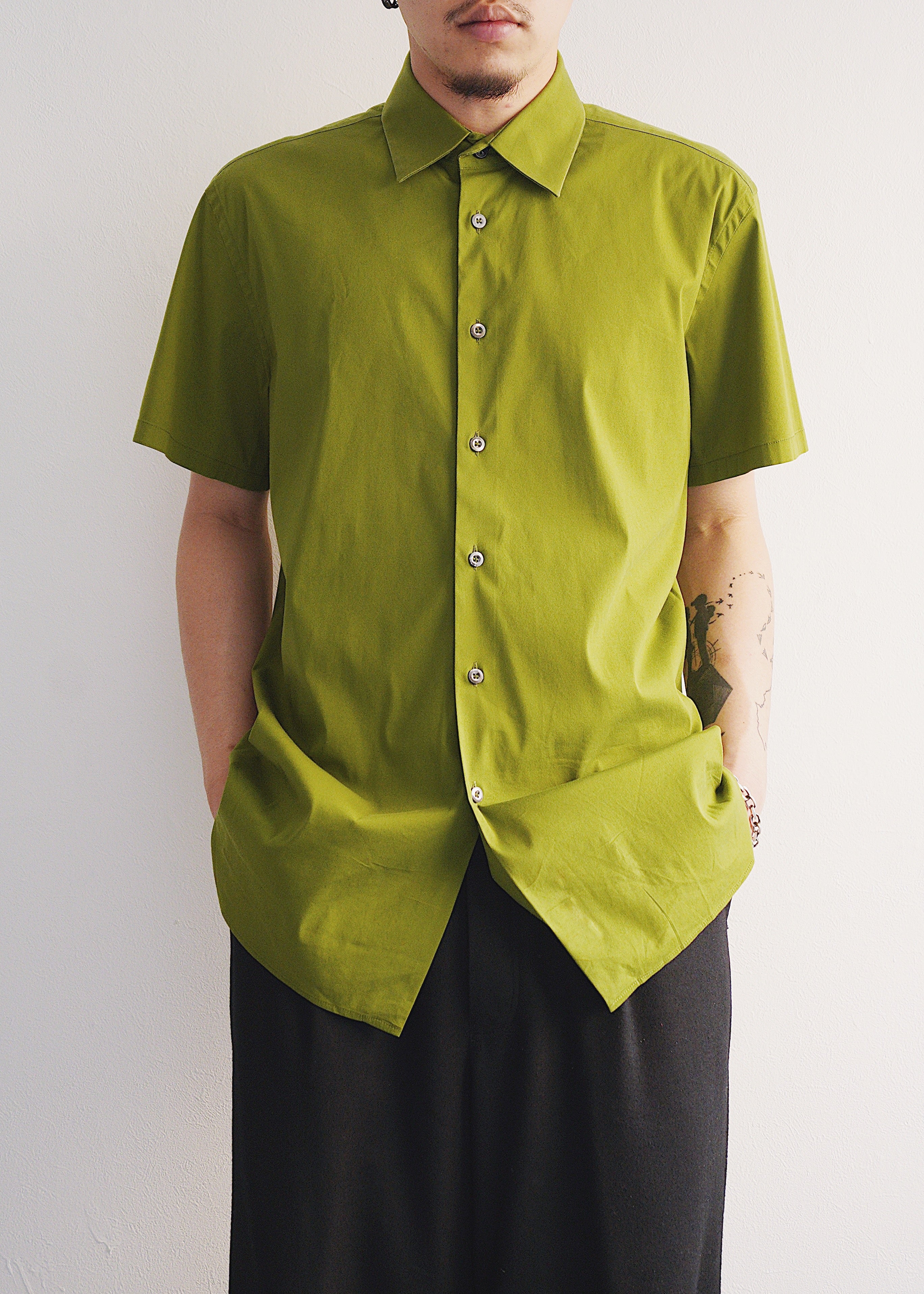 PRADA 08SS cotton regular collar short sleeve shirt