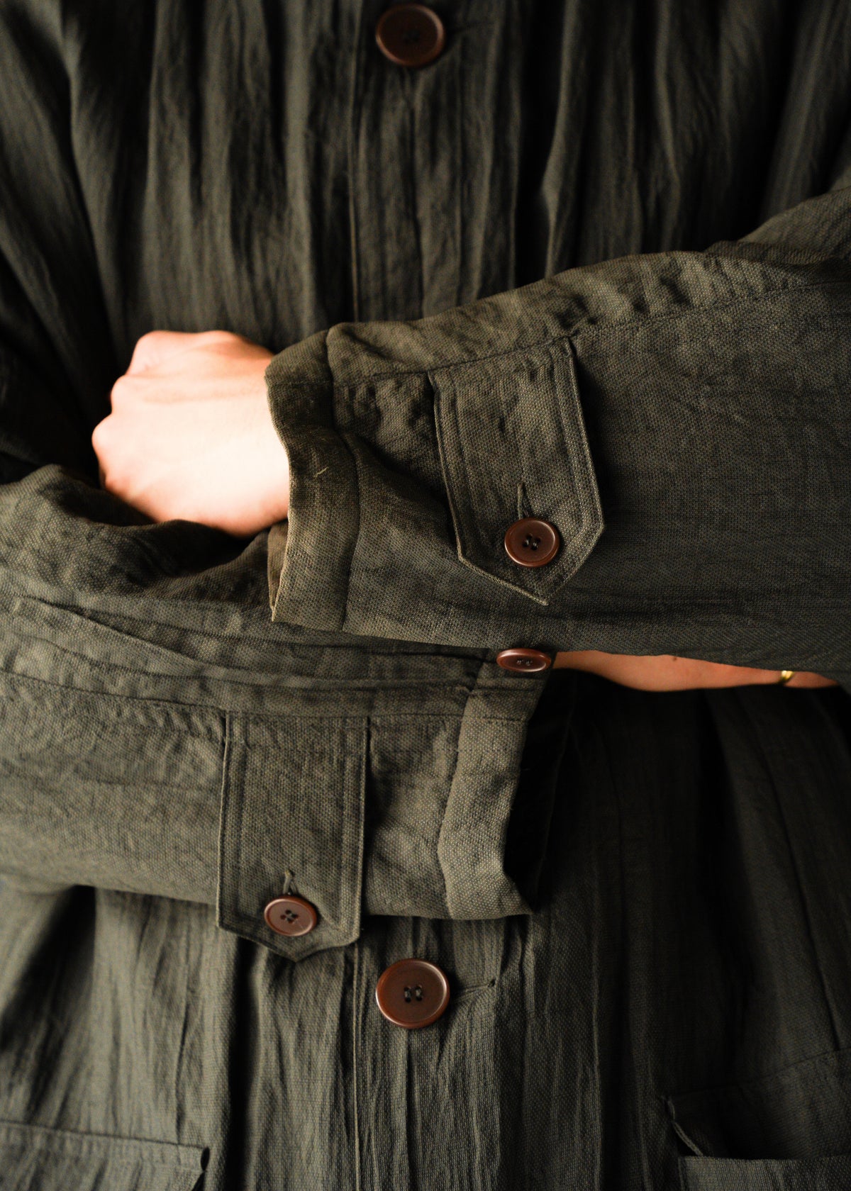 70-80’s GIORGIO ARMANI linen balmacaan coat