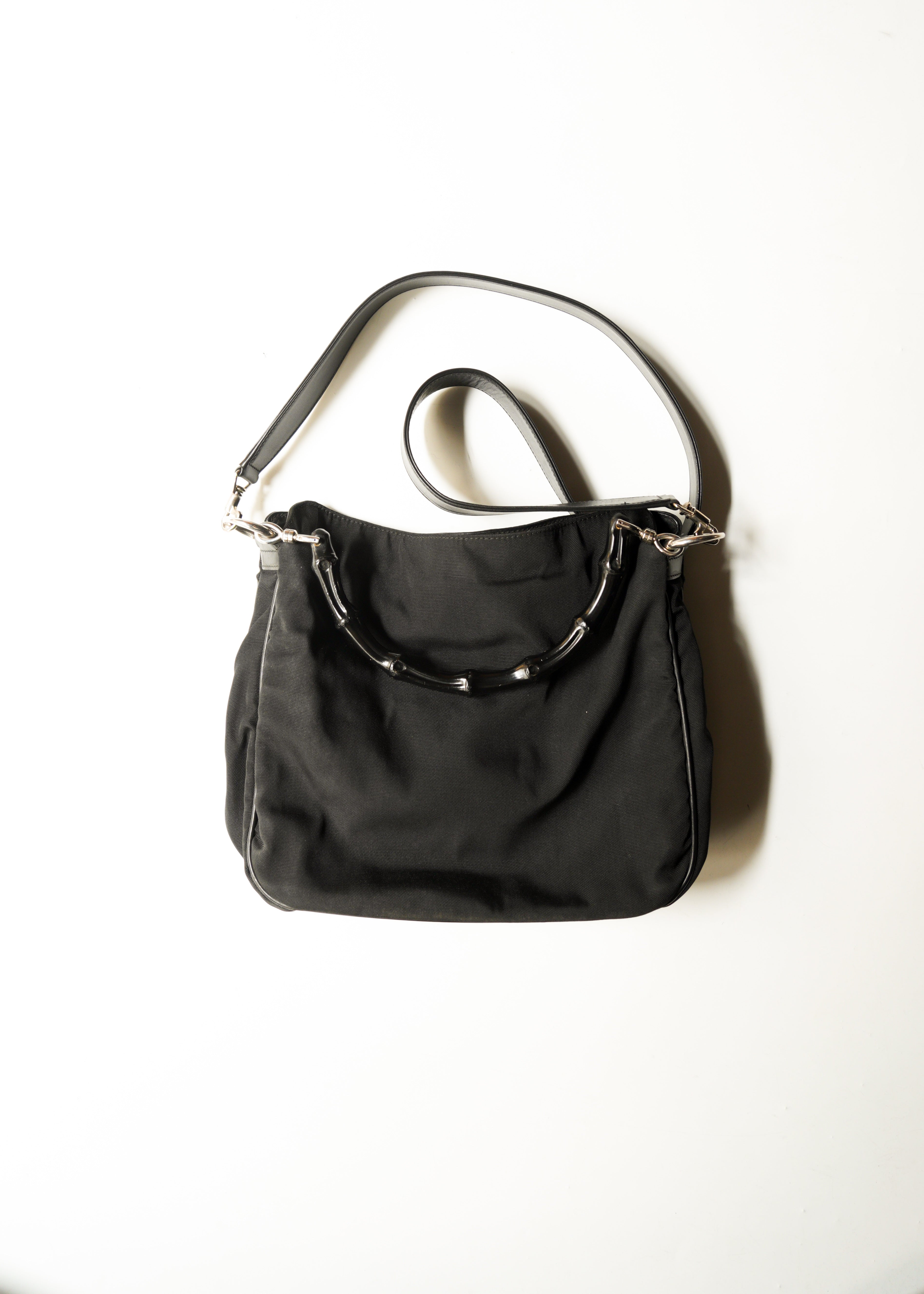 90-00’s GUCCI bamboo handle nylon 2 way shoulder bag